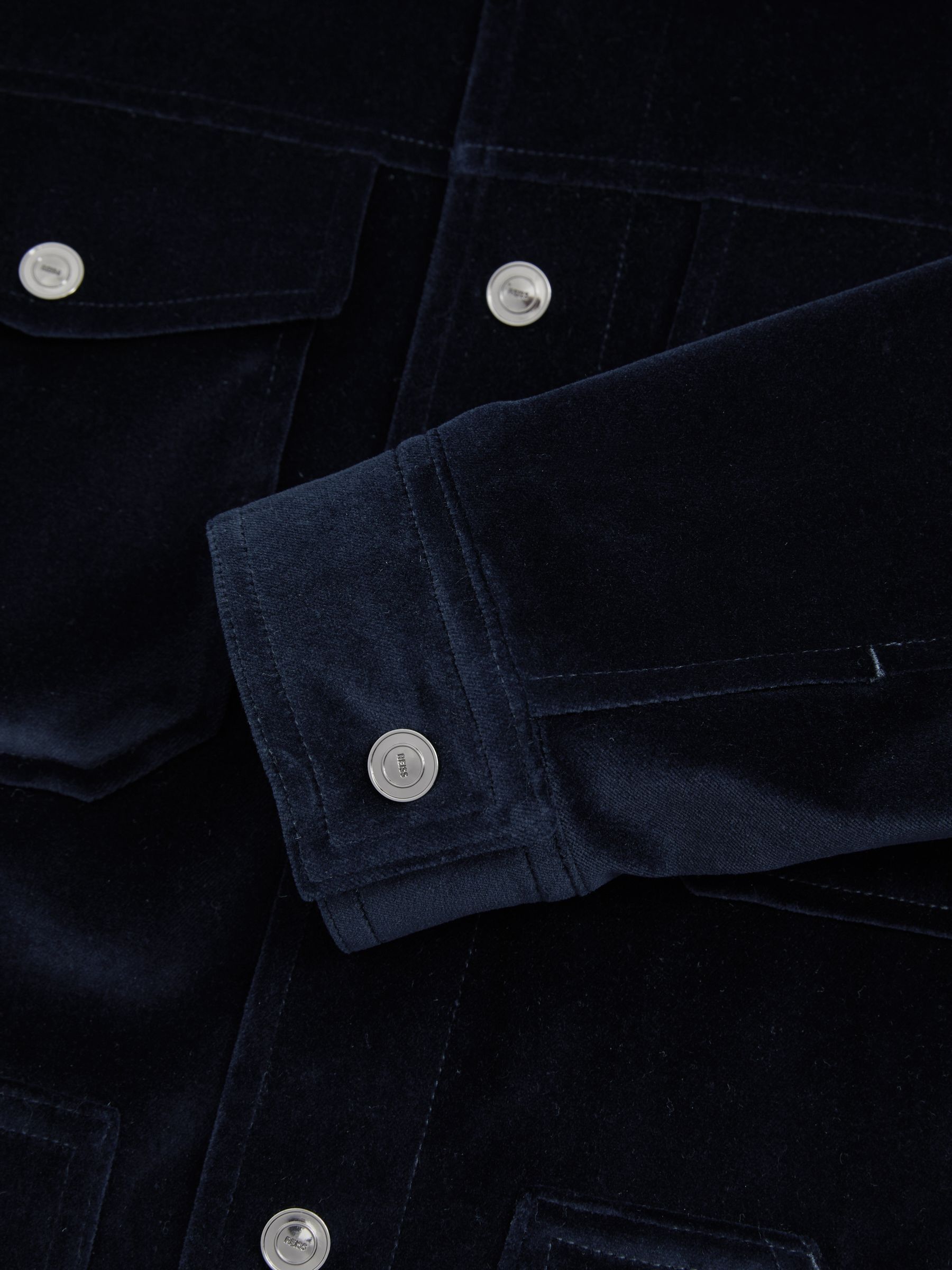 Cotton-Blend Velvet Jacket in Navy - Image 7 of 7