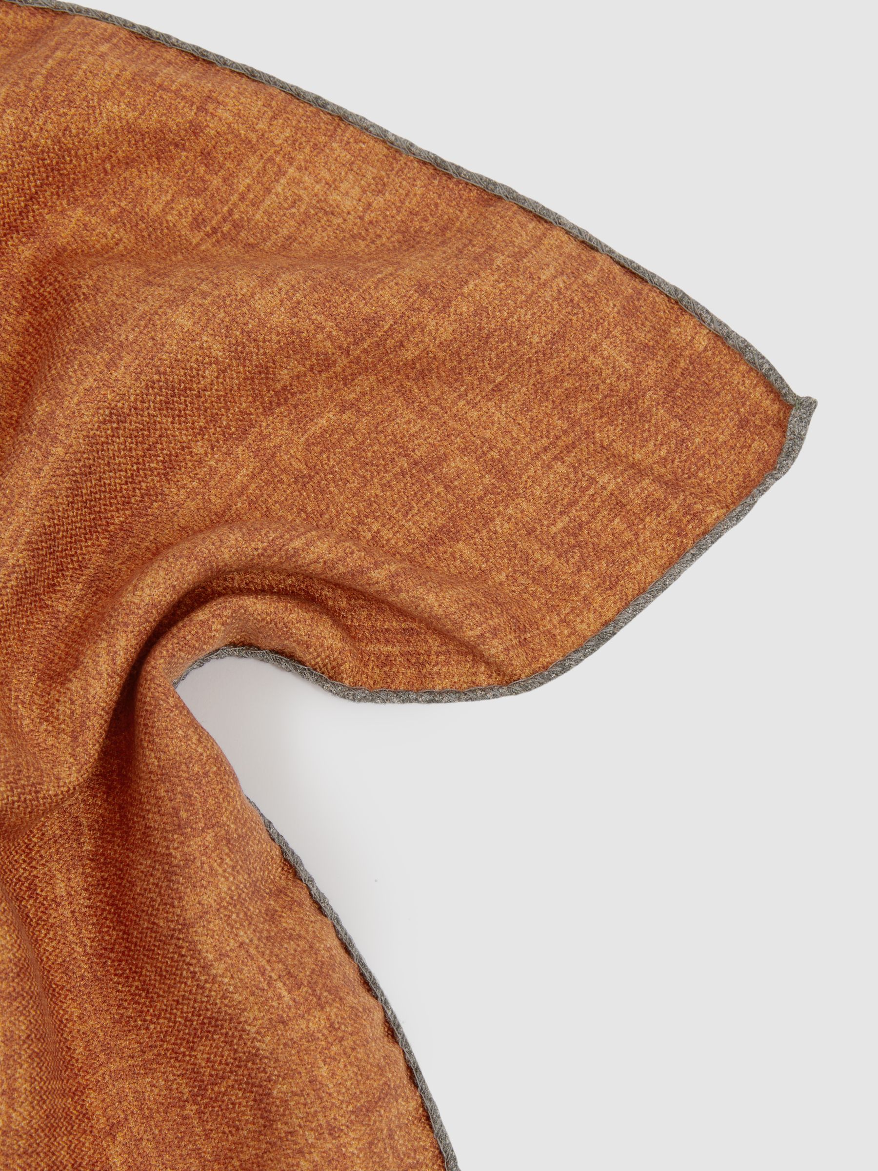 Reversible Silk Pocket Square in Charcoal/Burnt Orange - Image 3 of 4