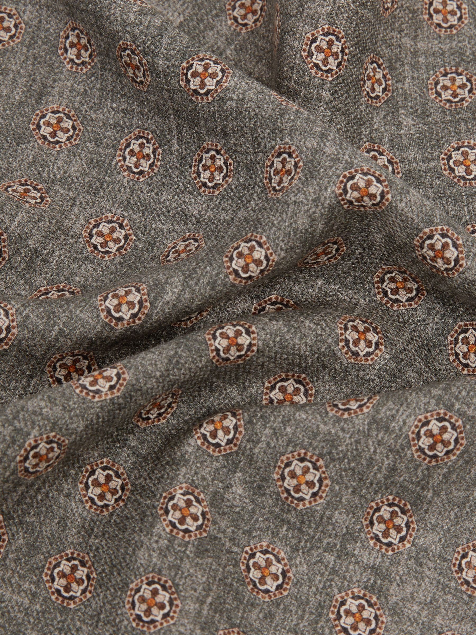 Reversible Silk Pocket Square in Charcoal/Burnt Orange - Image 4 of 4