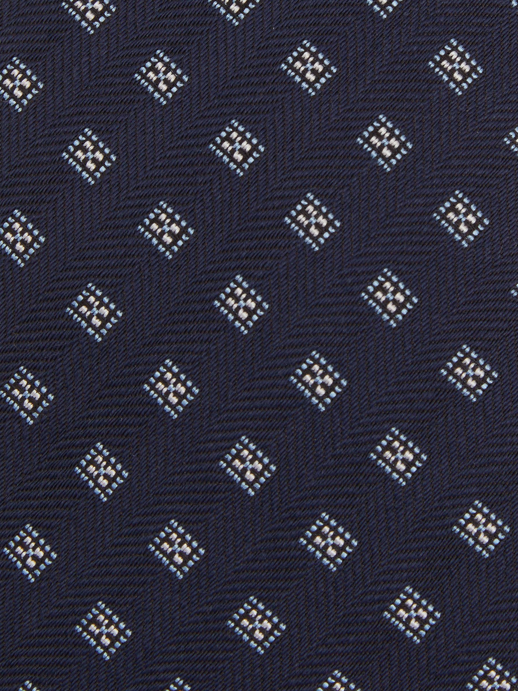 Wool Silk Foulard Textured Tie in Navy - Image 5 of 5