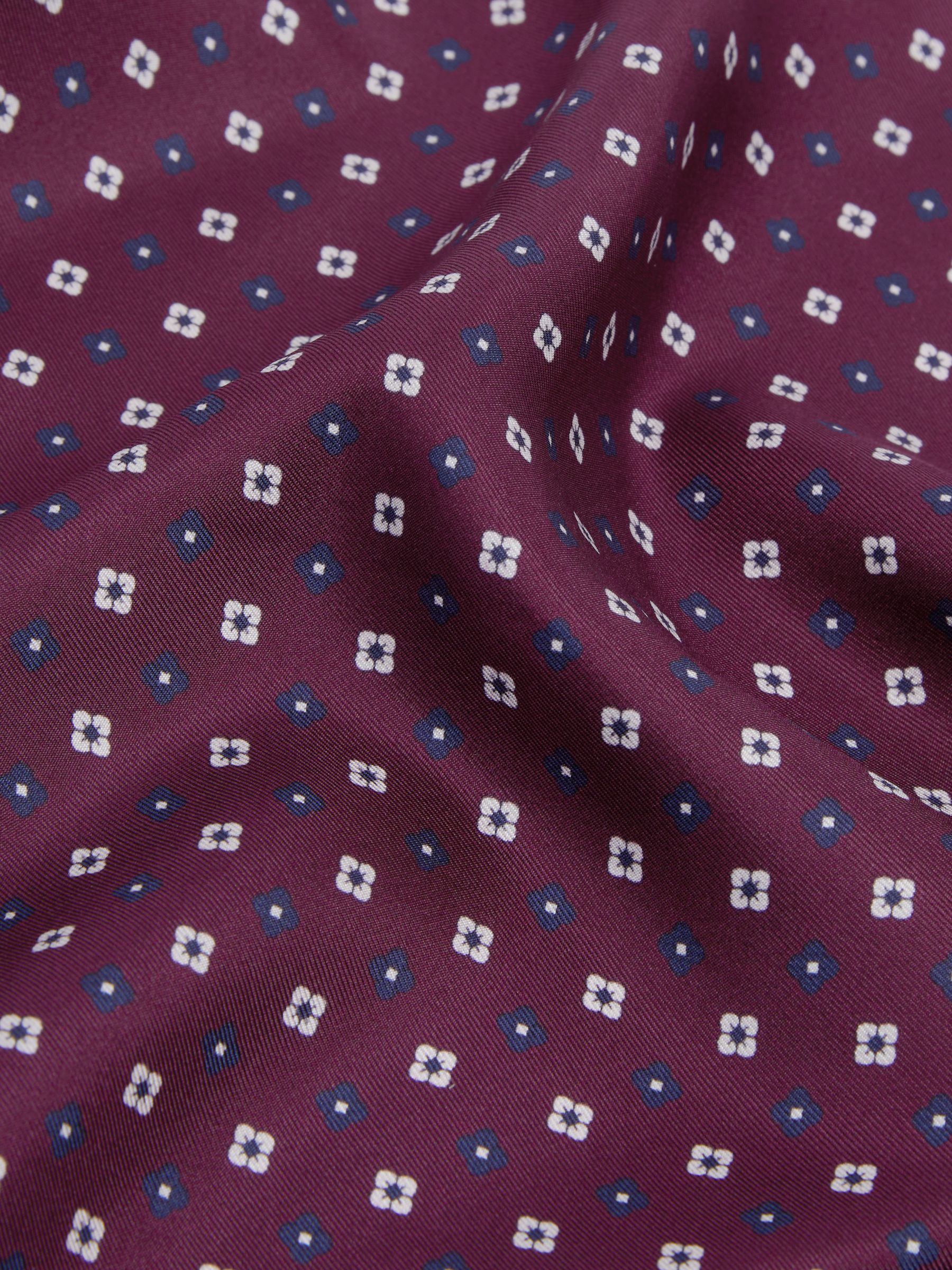 Silk Paisley Print Pocket Square in Bordeaux - Image 4 of 4