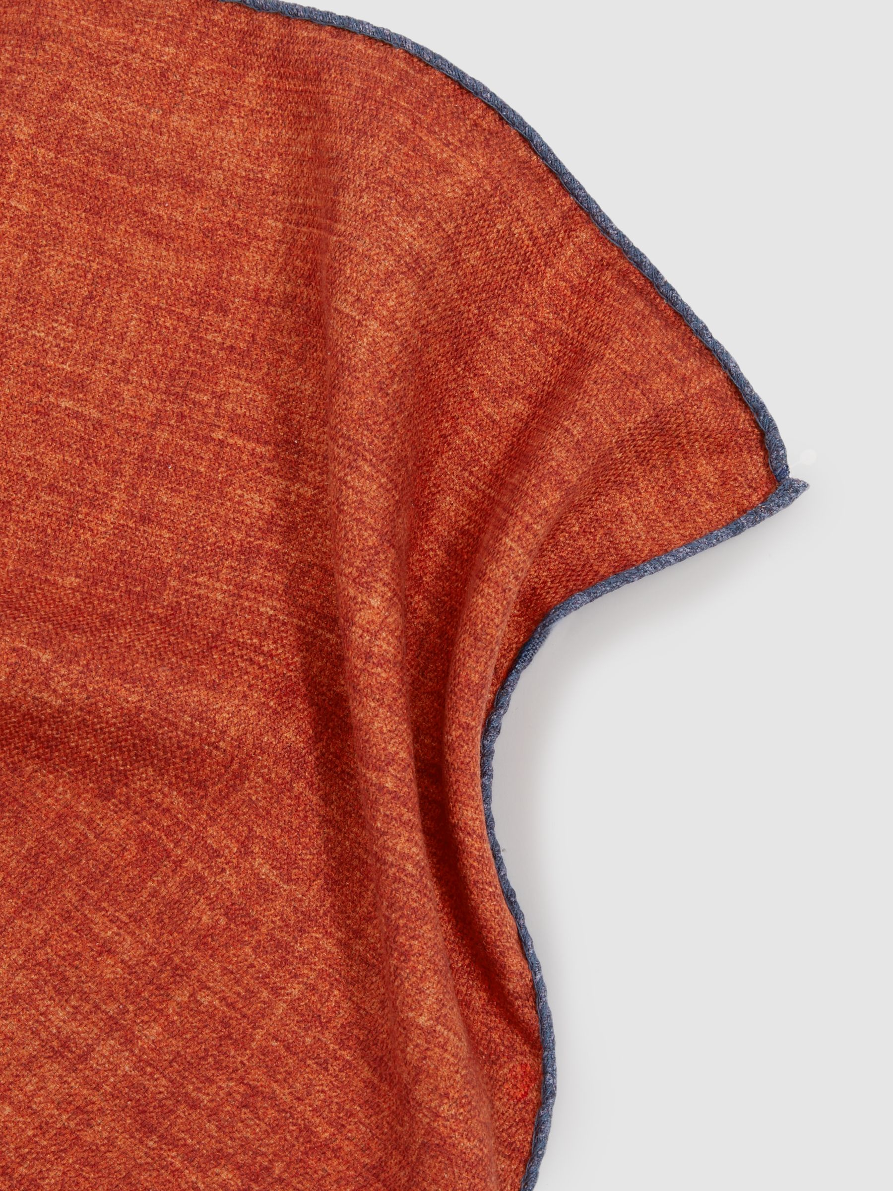 Reversible Silk Pocket Square in Indigo/Rust - Image 4 of 5