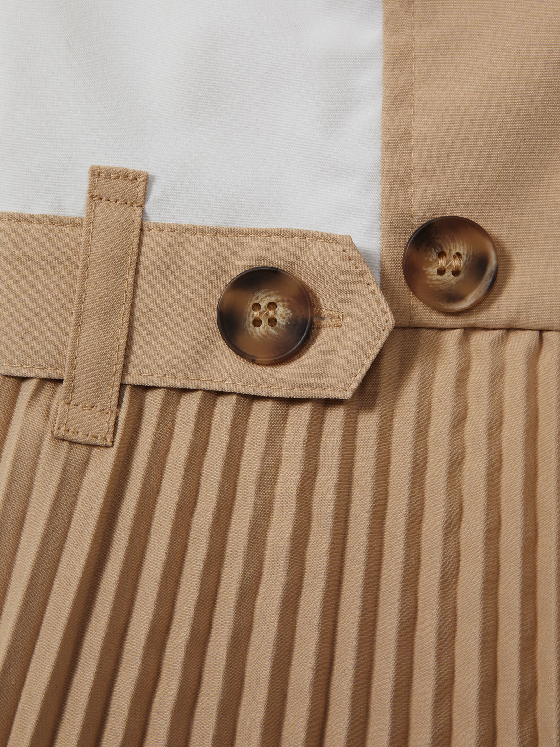 13-14 yrs Pleated Button-Front Dress in Camel - Image 4 of 4