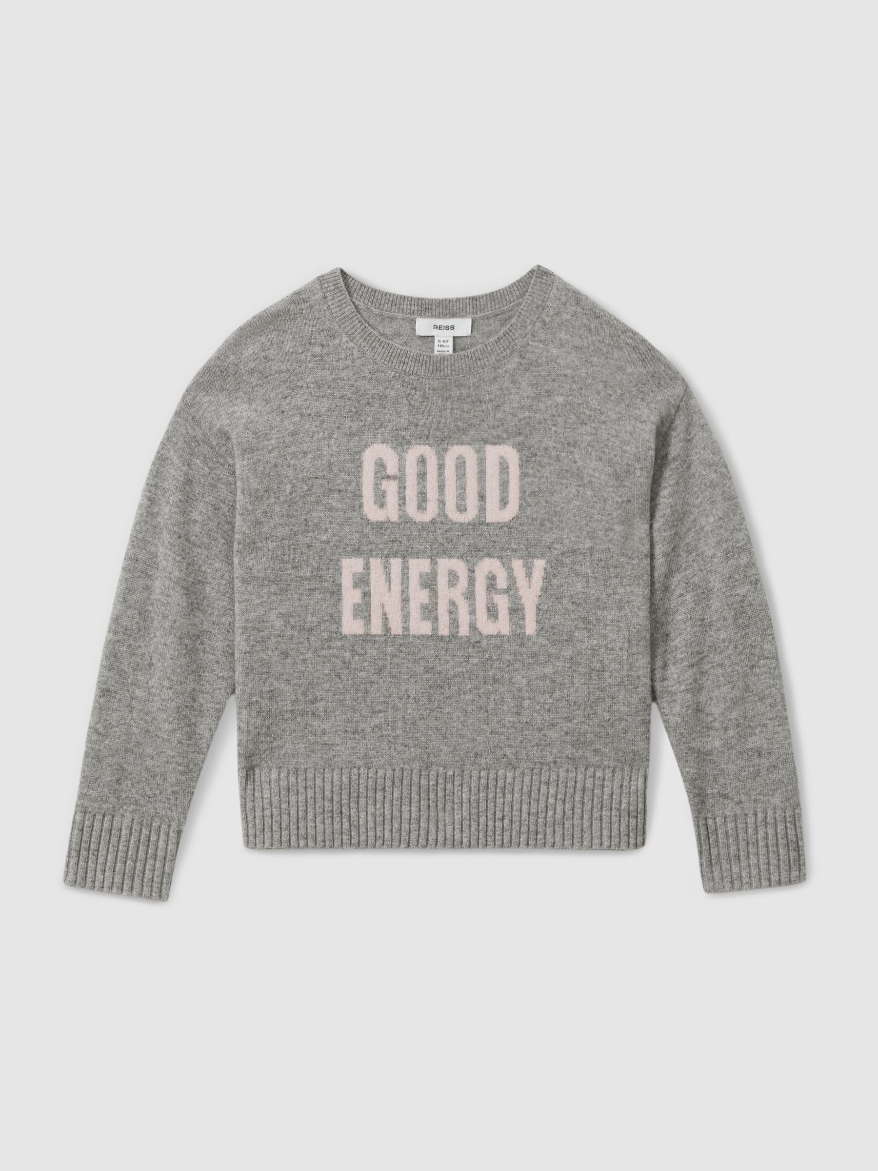 13-14 yrs Wool Blend Crew Neck Slogan Jumper in Grey - Image 1 of 4