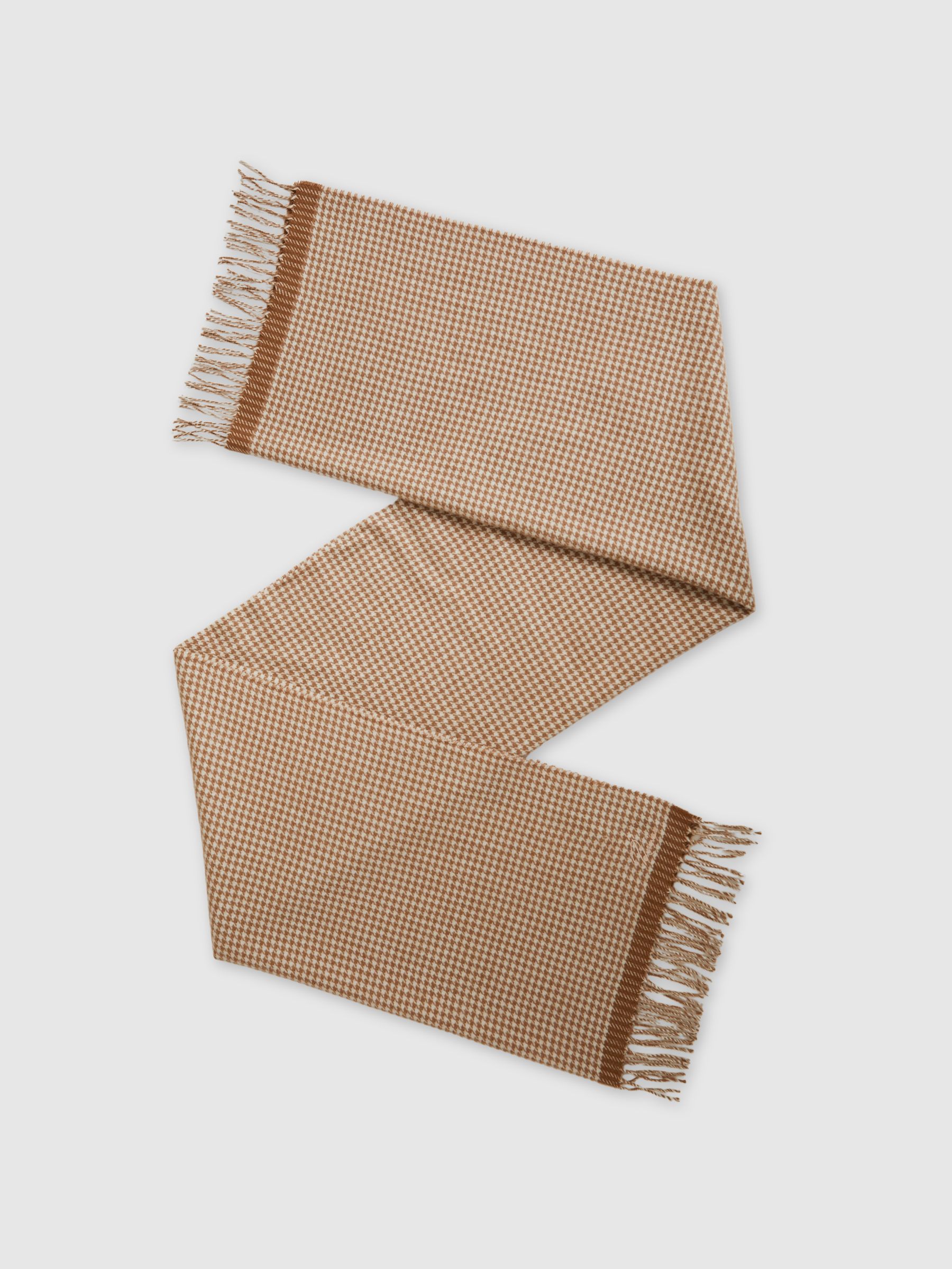 Wool Blend Dogtooth Embroidered Scarf in Neutral - Image 1 of 5
