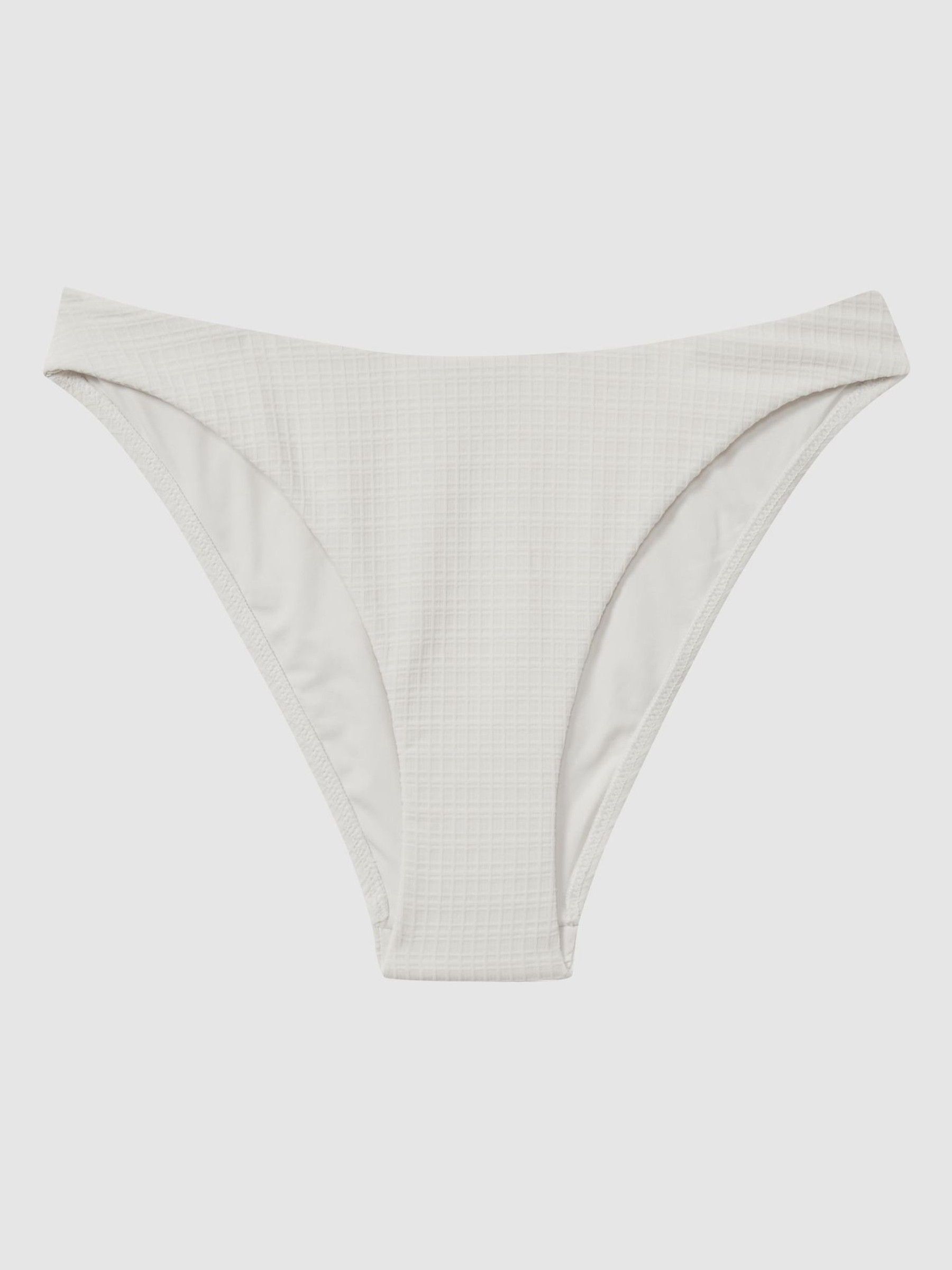 Laurel White High Rise Waffle Bikini Bottoms - Image 2 of 4