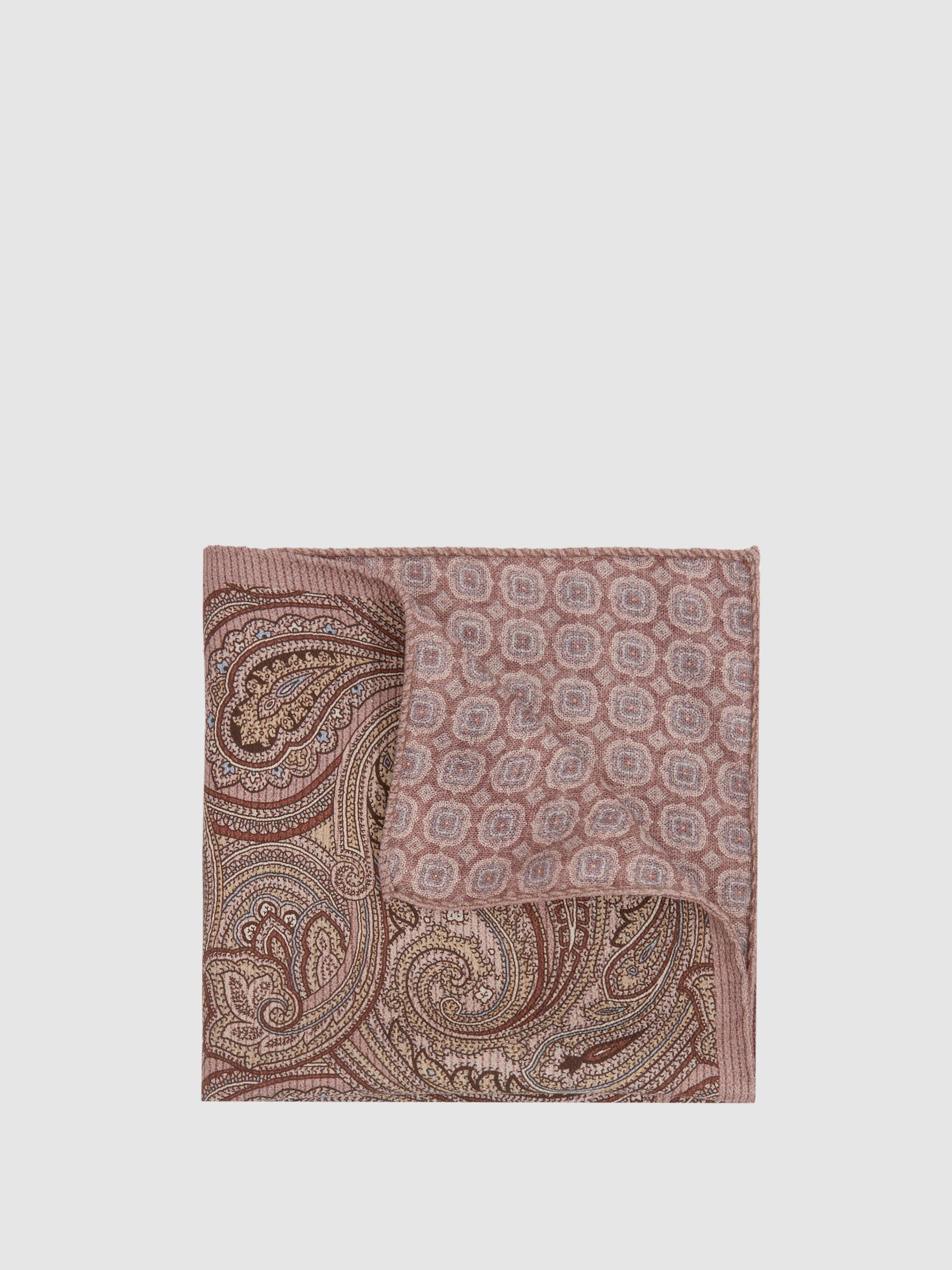 Reversible Silk Pocket Square in Dusty Pink - Image 1 of 5