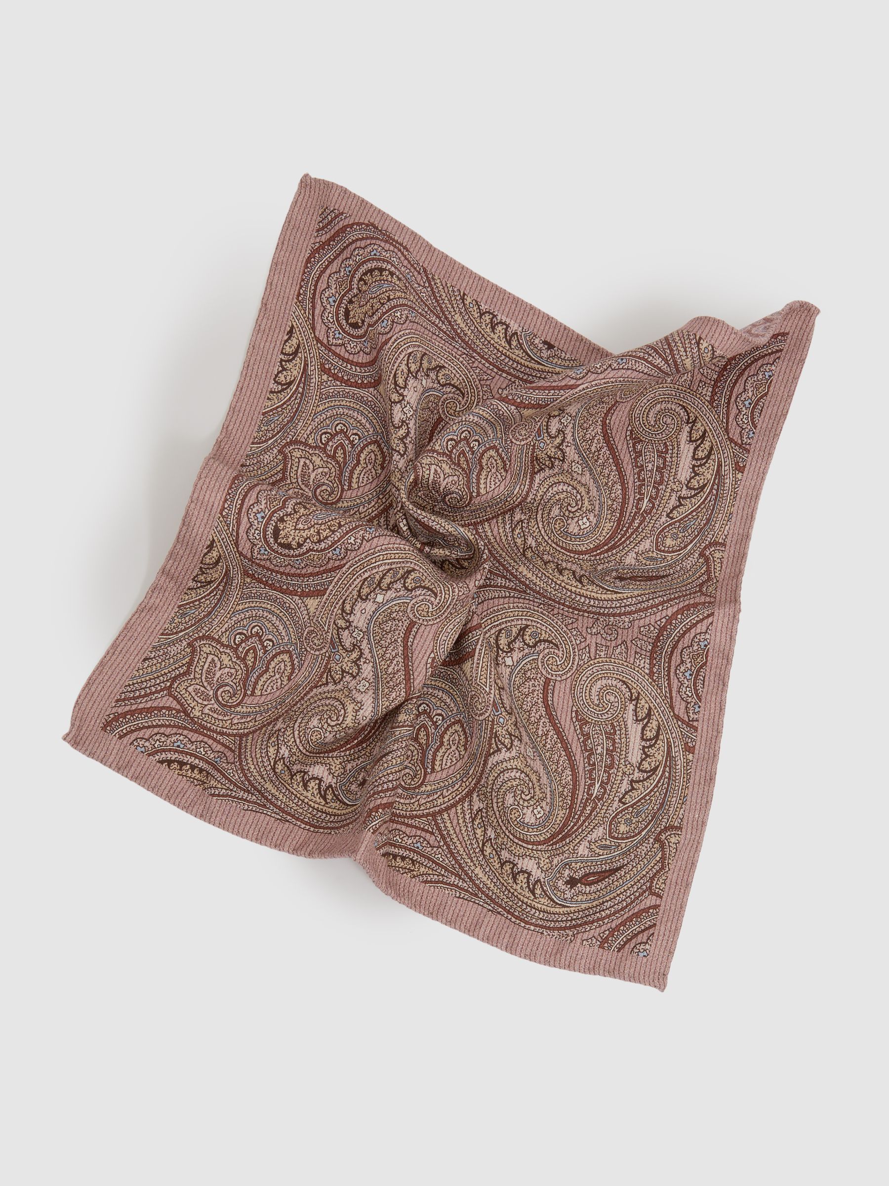 Reversible Silk Pocket Square in Dusty Pink - Image 3 of 5