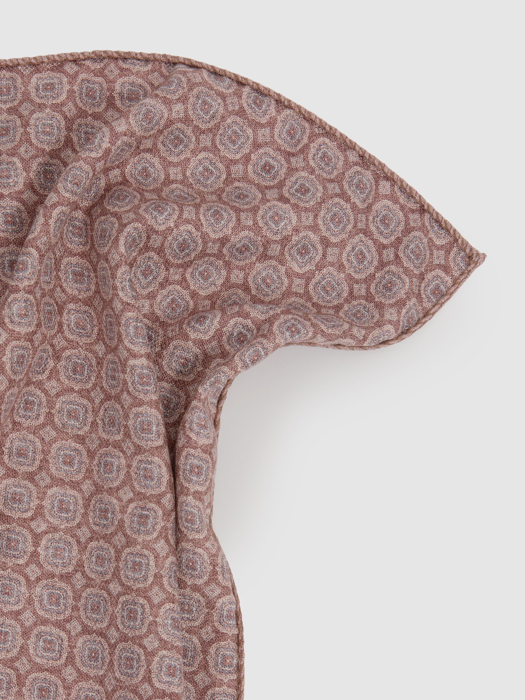 Reversible Silk Pocket Square in Dusty Pink - Image 4 of 5