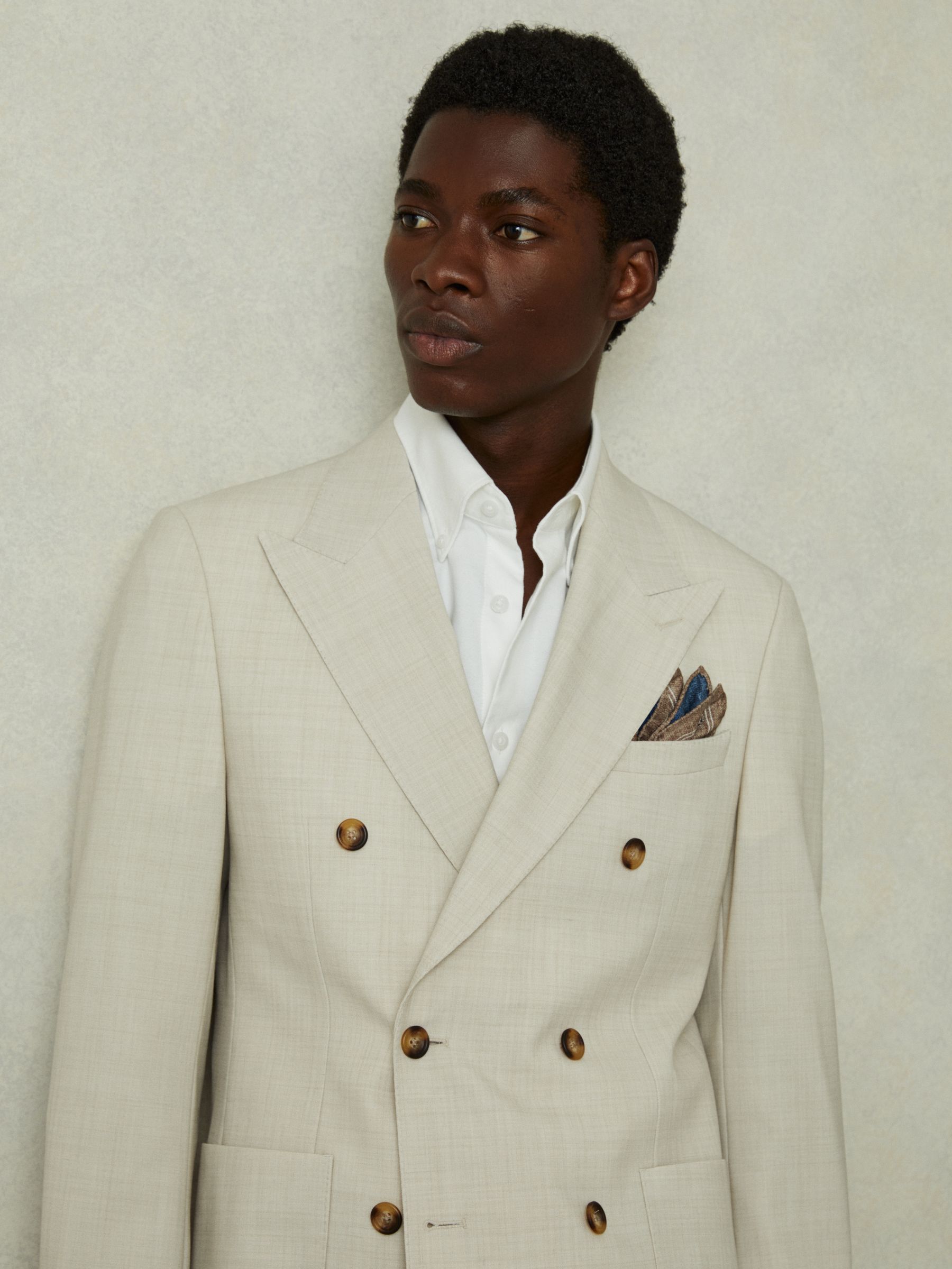 Reversible Silk Pocket Square in Tobacco/Blue - Image 2 of 5
