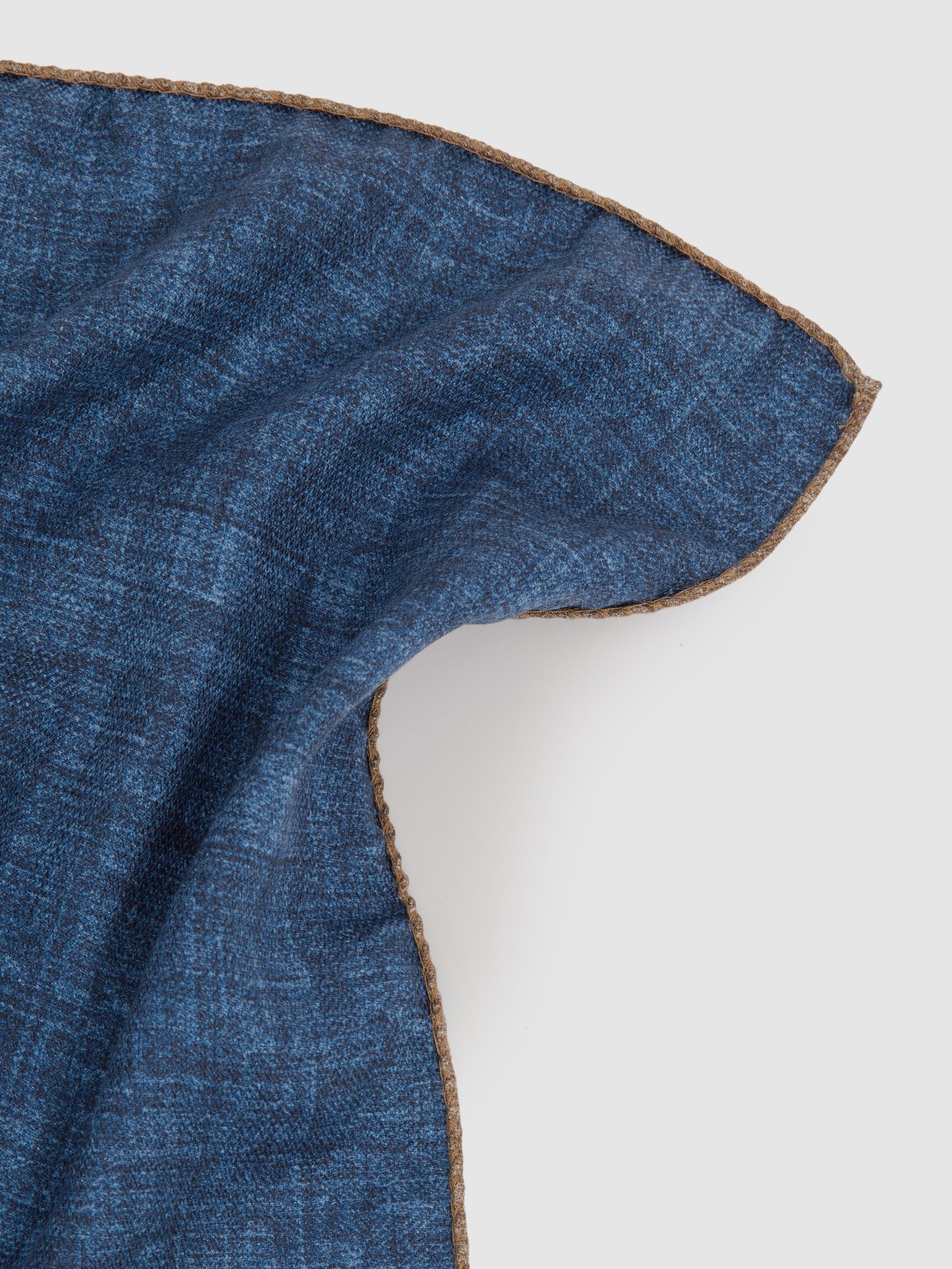 Reversible Silk Pocket Square in Tobacco/Blue - Image 4 of 5