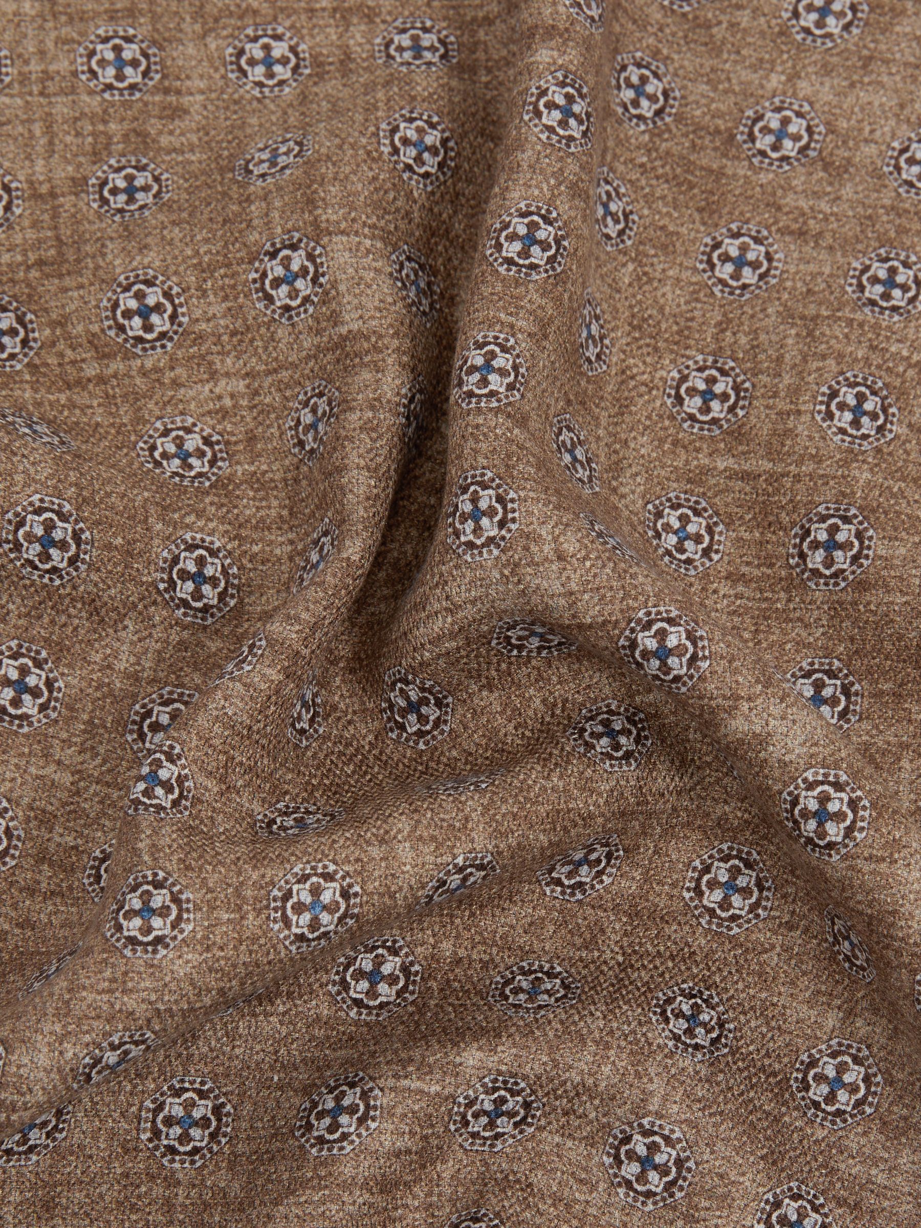 Reversible Silk Pocket Square in Tobacco/Blue - Image 5 of 5
