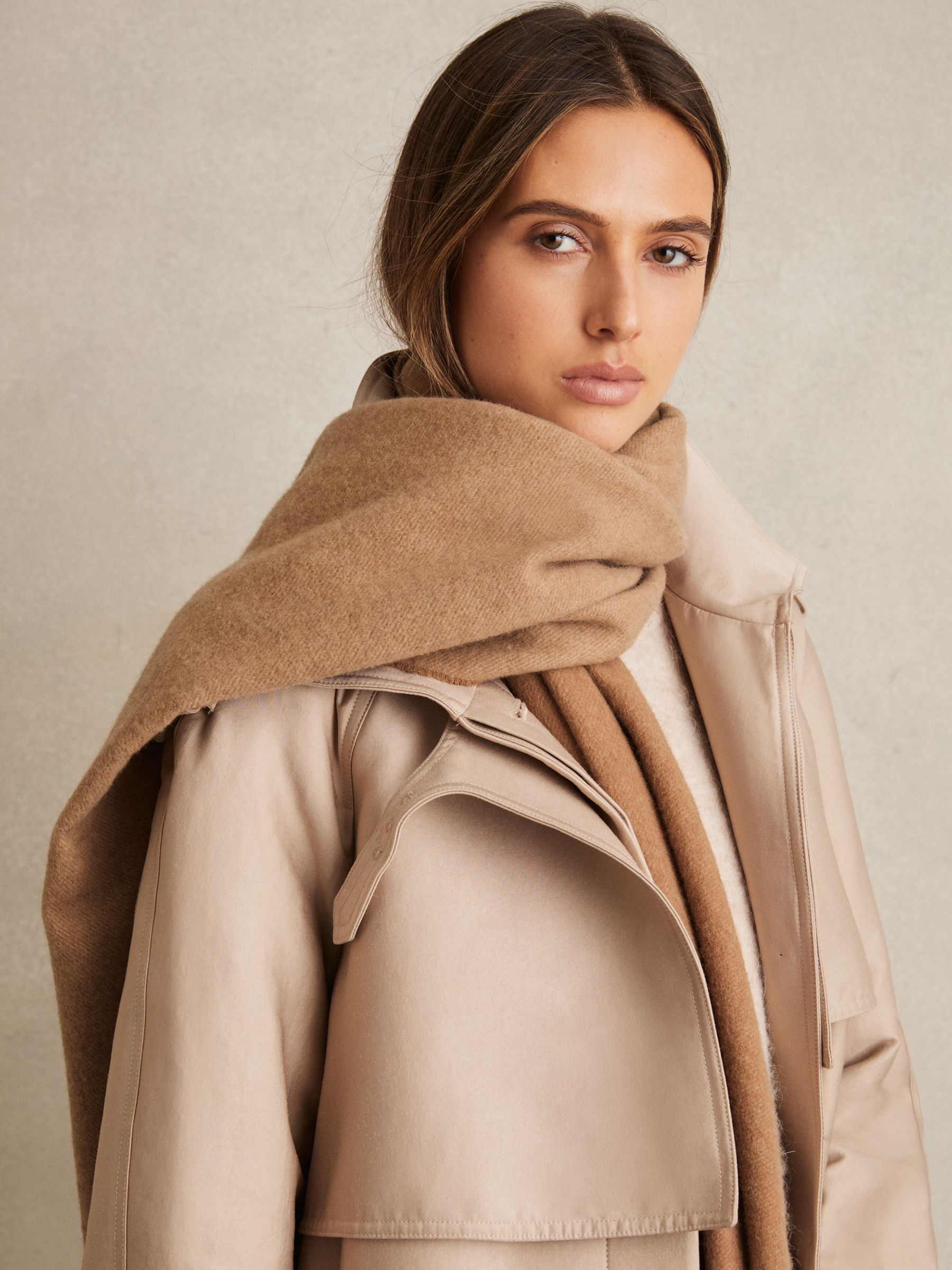 Wool-Cashmere Scarf in Biscuit - Image 2 of 5
