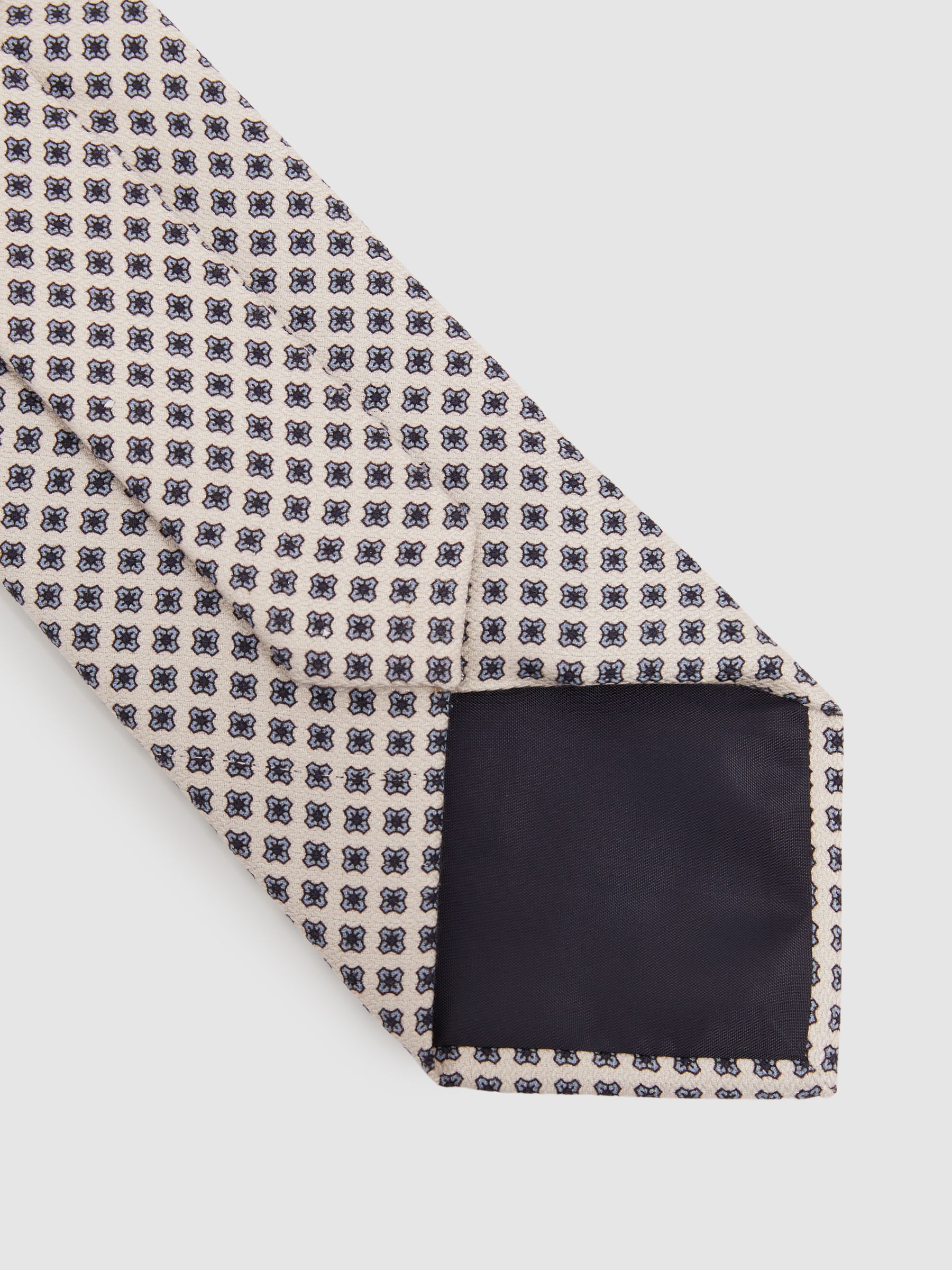 Silk Floral Tie in Ivory - Image 4 of 5