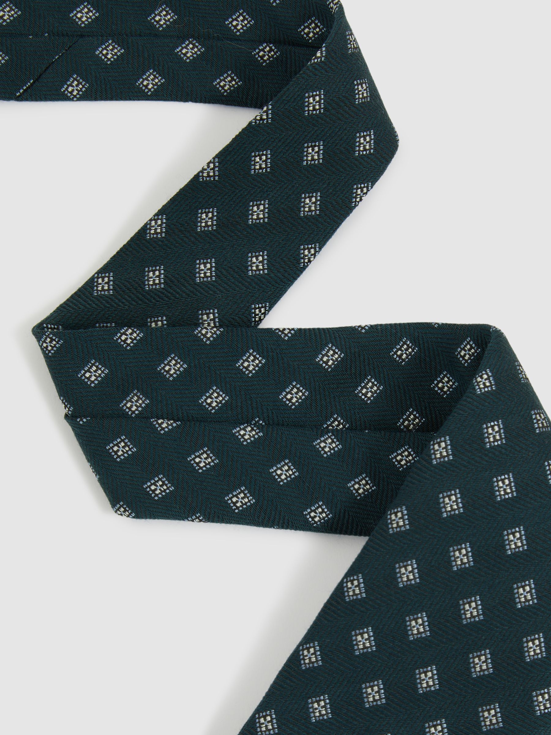 Wool-Silk Foulard Textured Tie in Forest Green - Image 3 of 5