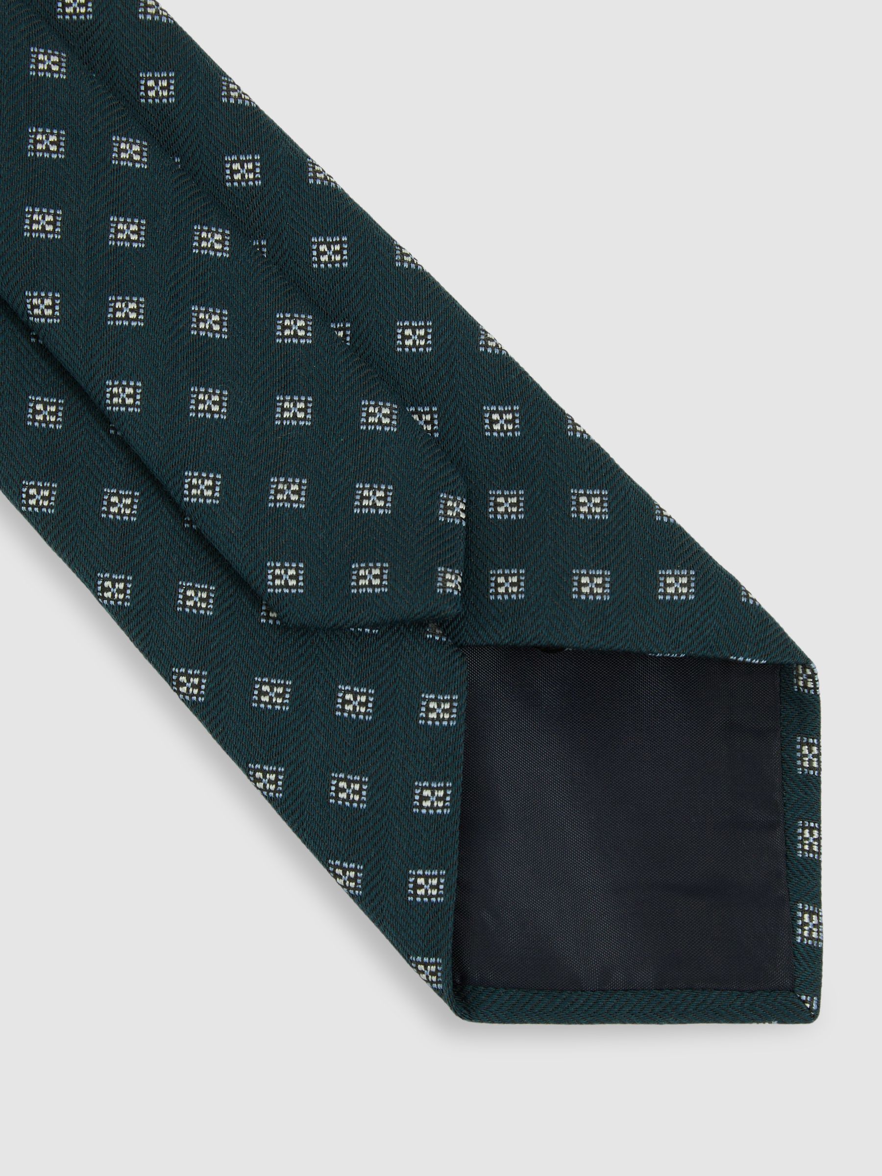 Wool-Silk Foulard Textured Tie in Forest Green - Image 4 of 5