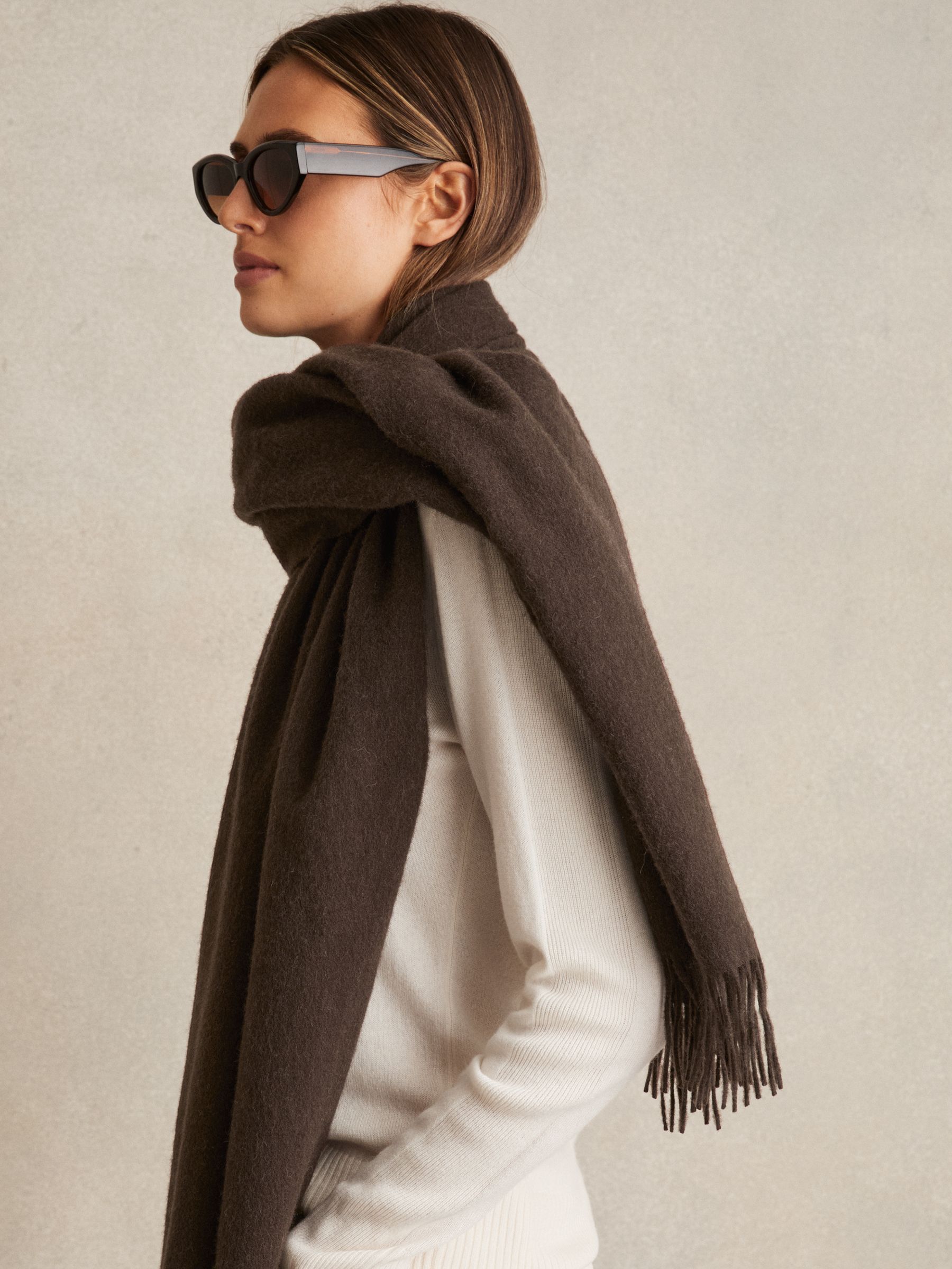 Wool-Cashmere Scarf in Chocolate - Image 2 of 5