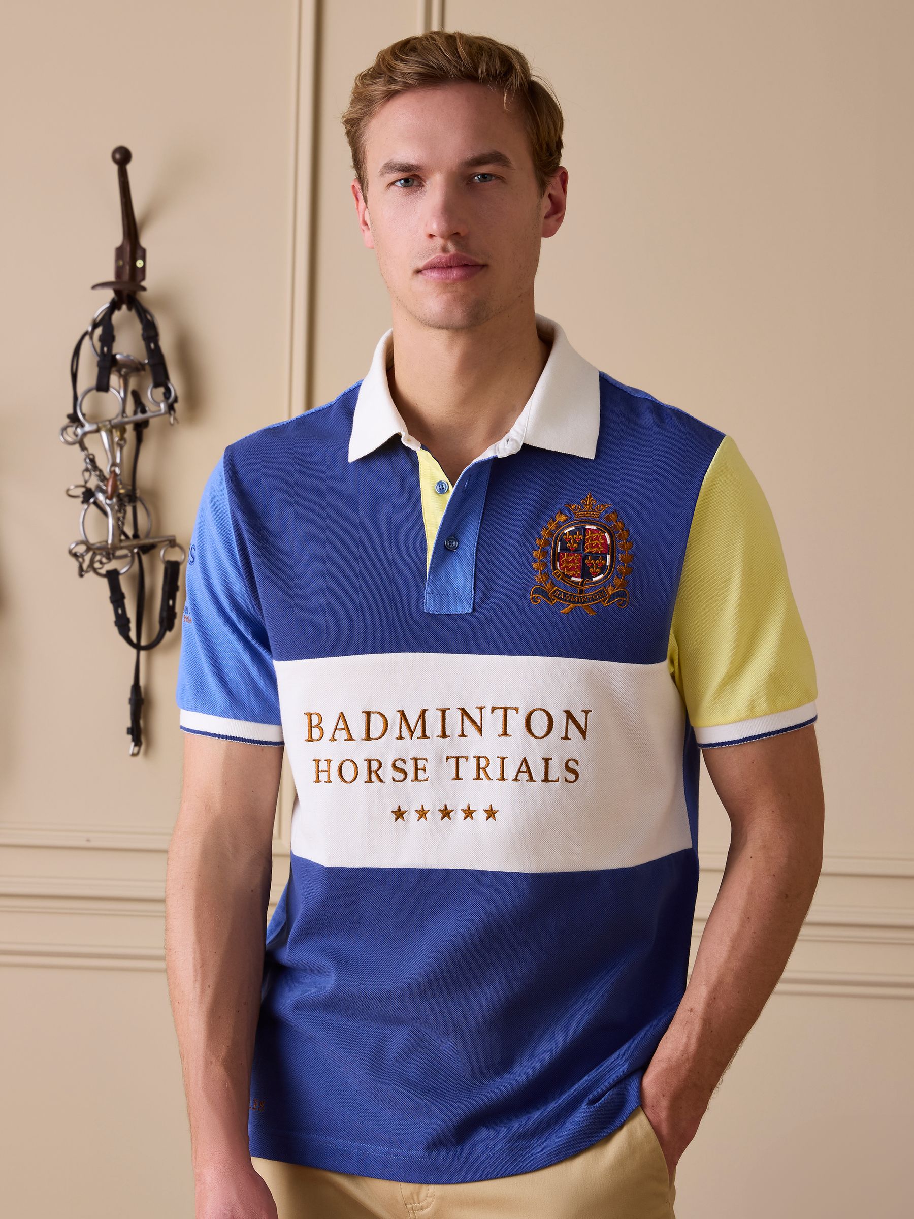 Official Badminton Blue Colourblock Pique Polo Shirt - Image 1 of 12