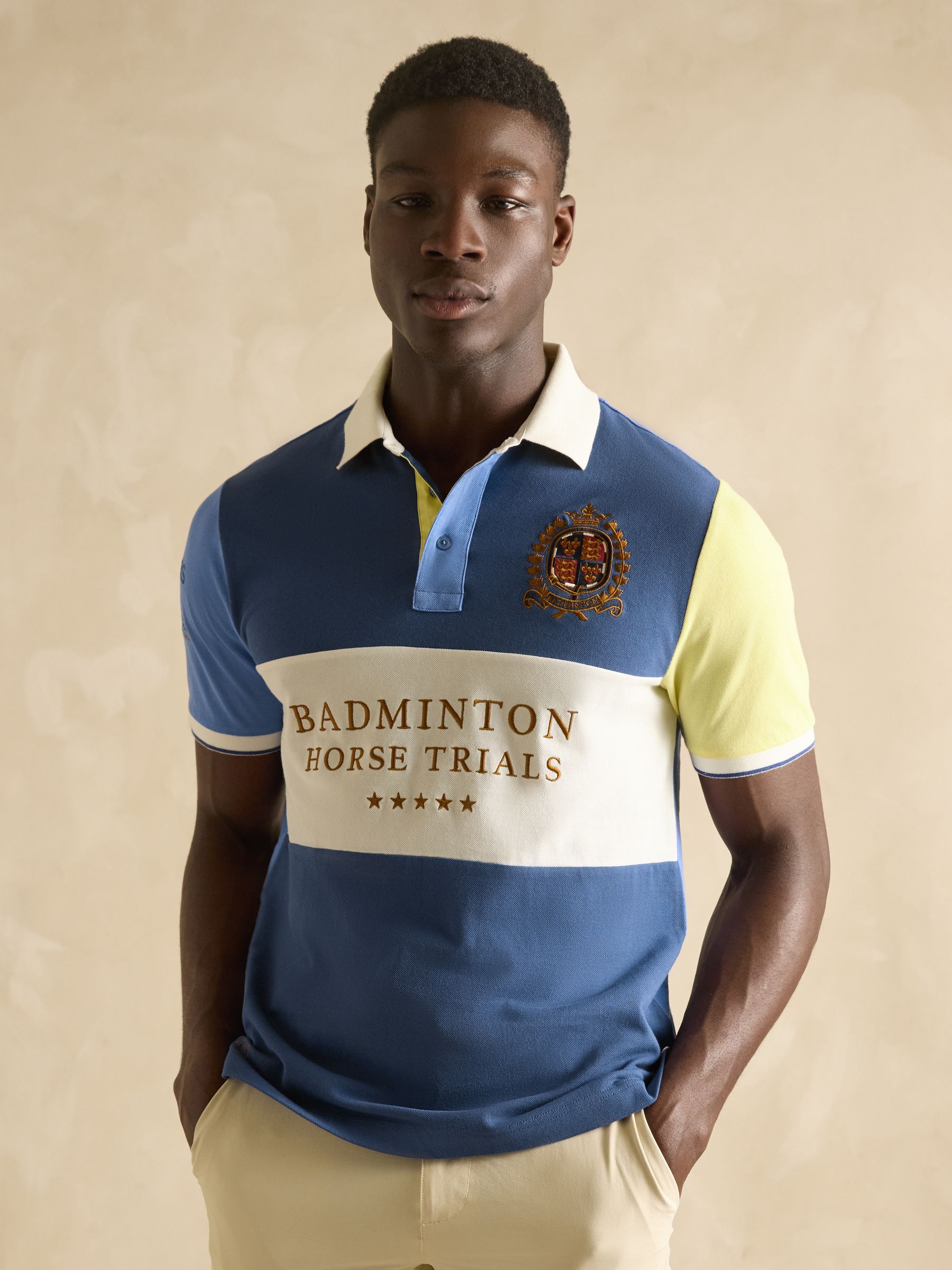 Official Badminton Blue Colourblock Pique Polo Shirt - Image 5 of 12