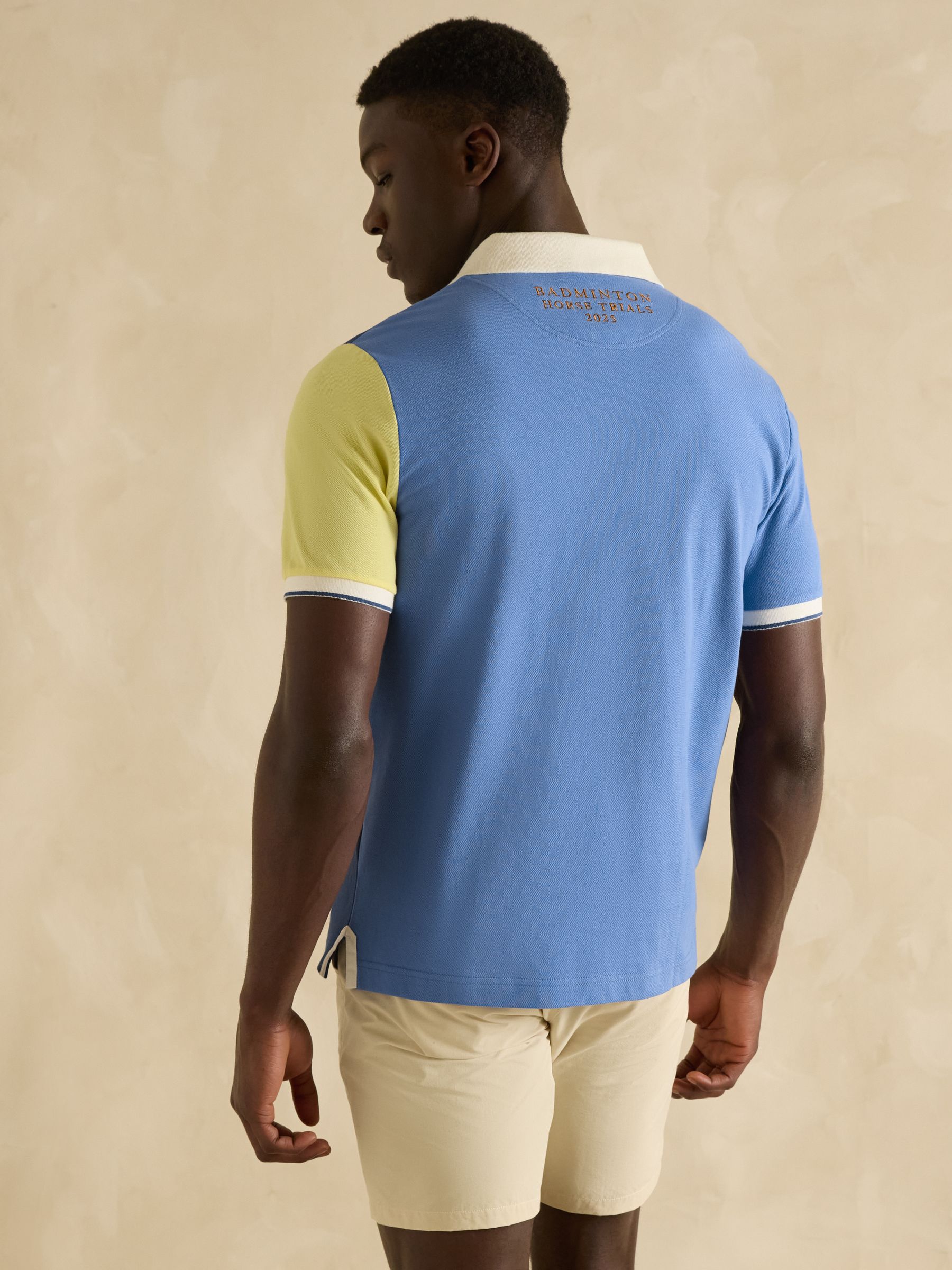 Official Badminton Blue Colourblock Pique Polo Shirt - Image 6 of 12