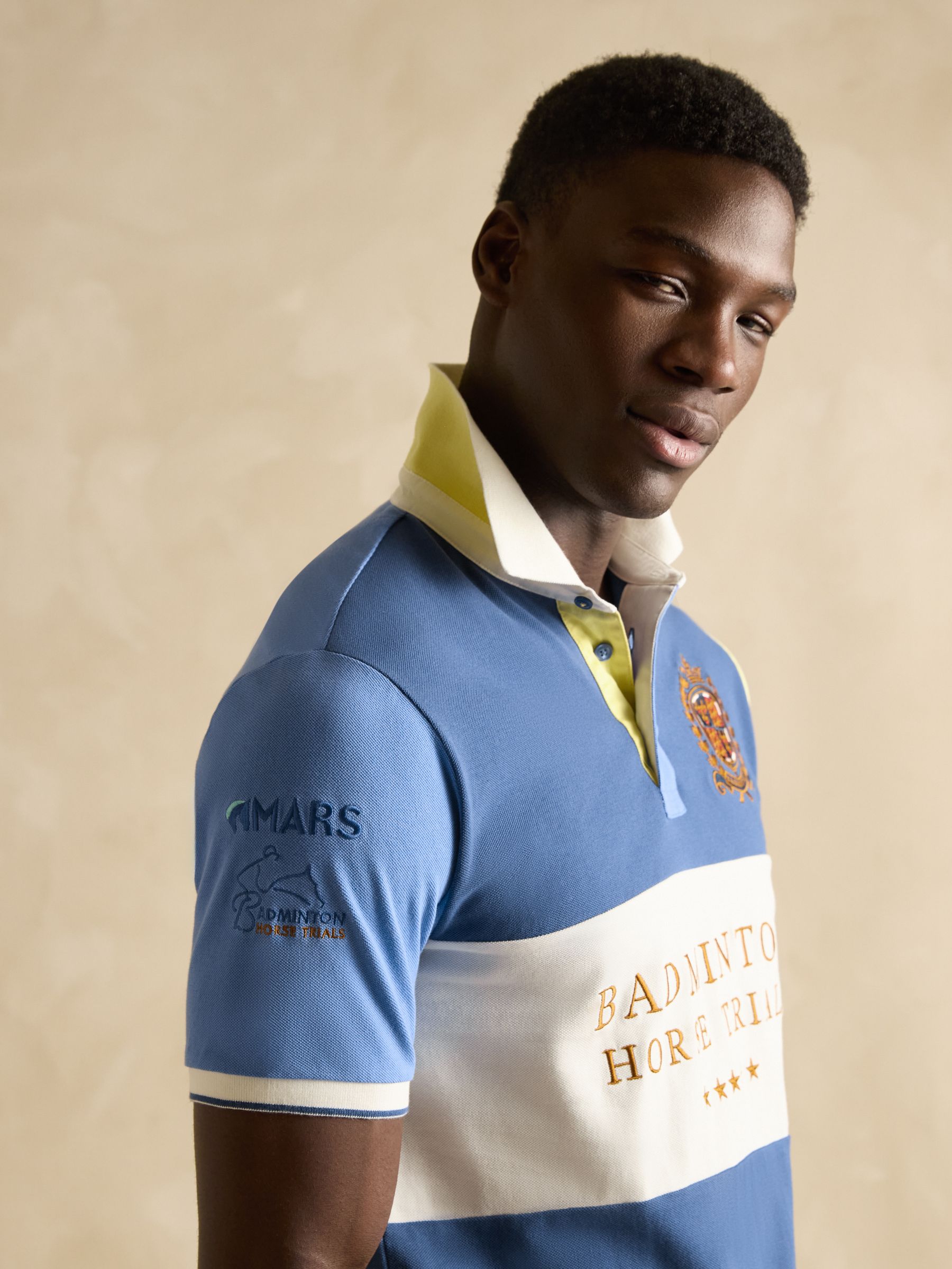 Official Badminton Blue Colourblock Pique Polo Shirt - Image 7 of 12