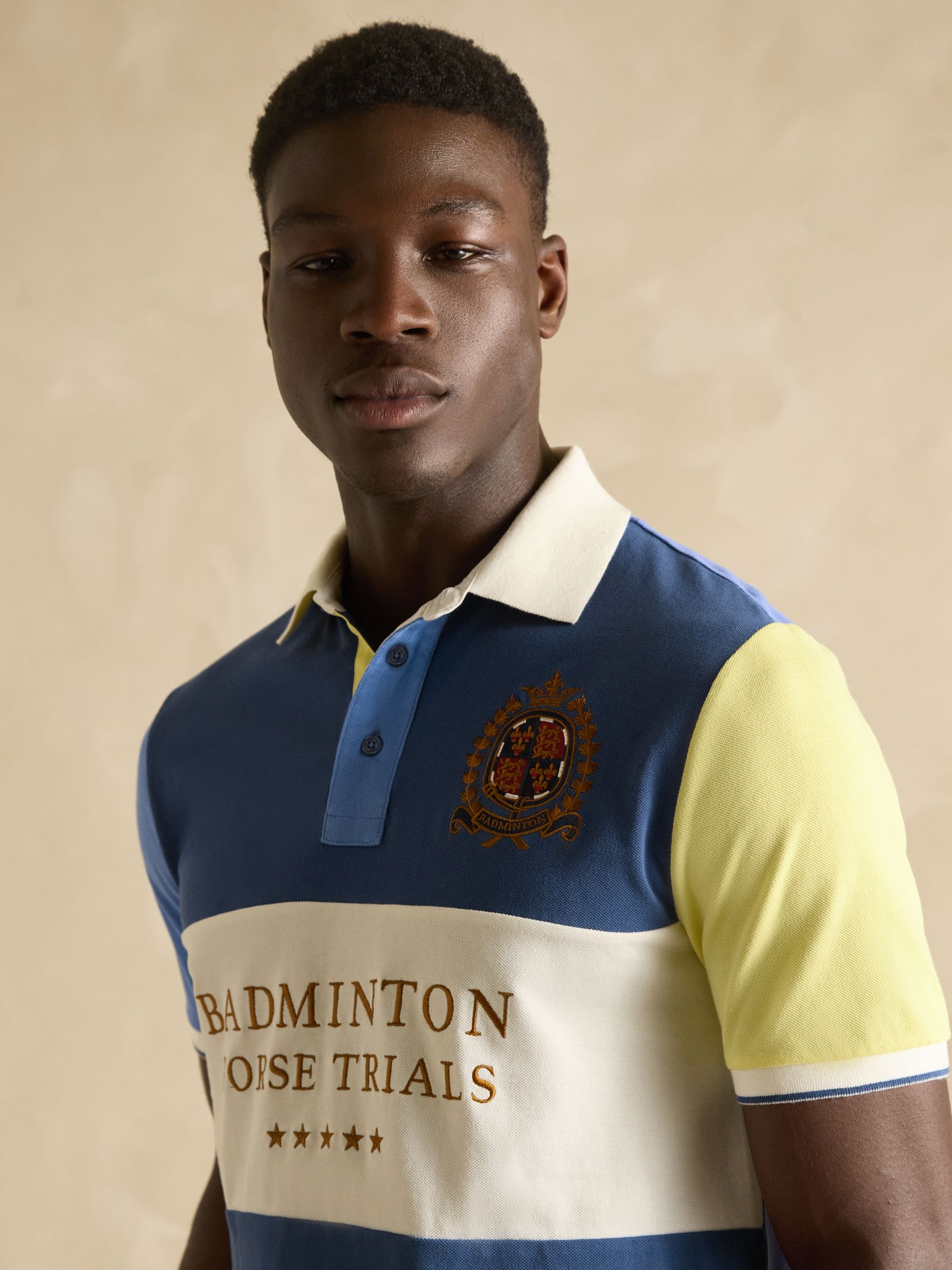 Official Badminton Blue Colourblock Pique Polo Shirt - Image 9 of 12