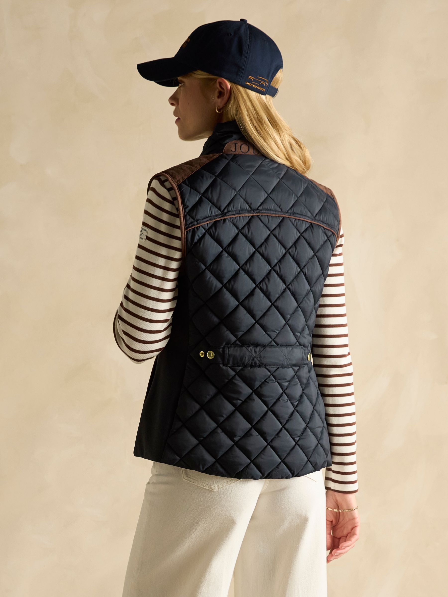 Official Bramham Navy Showerproof Diamond Quilted Gilet - Image 2 of 8