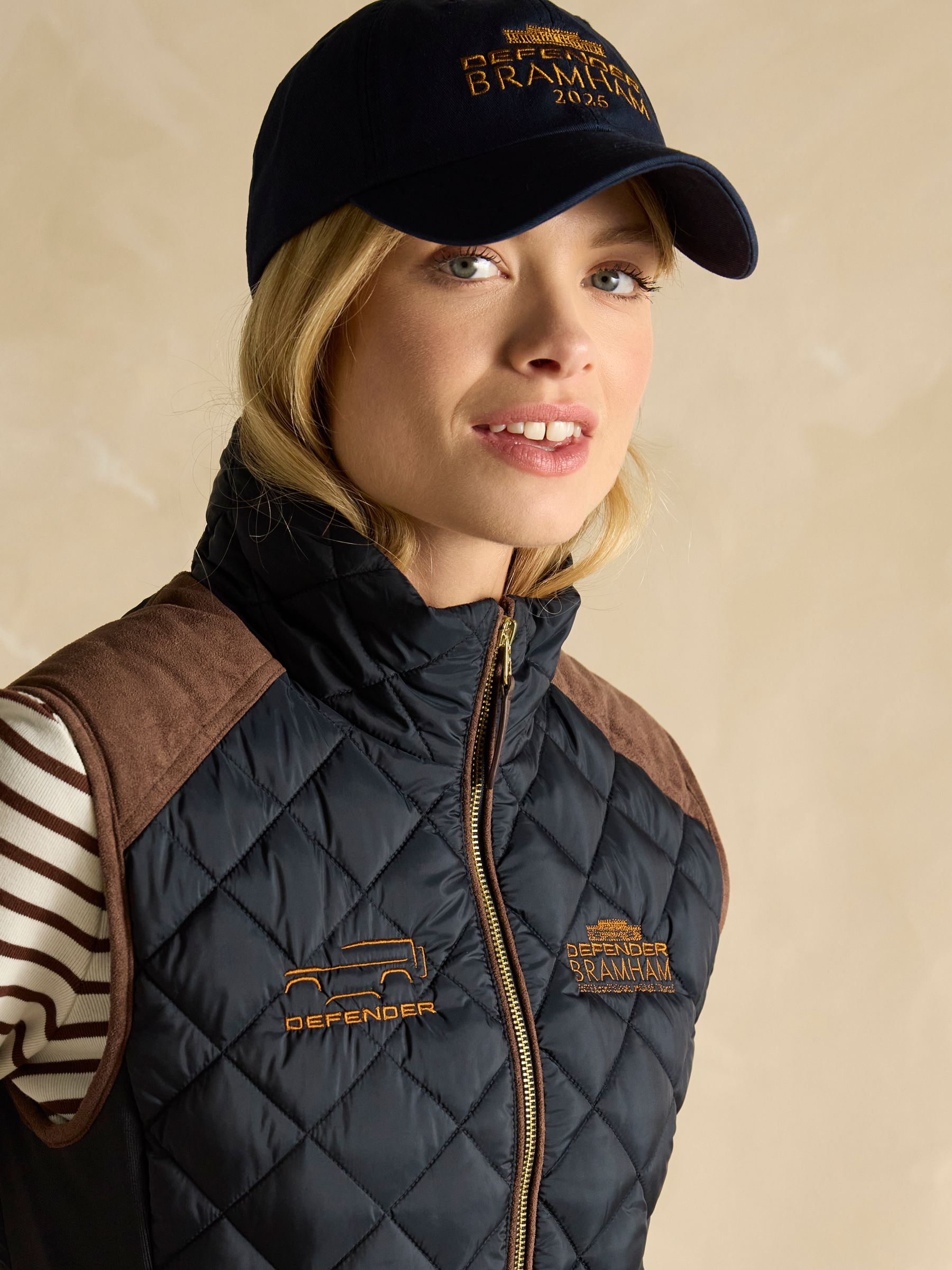 Official Bramham Navy Showerproof Diamond Quilted Gilet - Image 3 of 8
