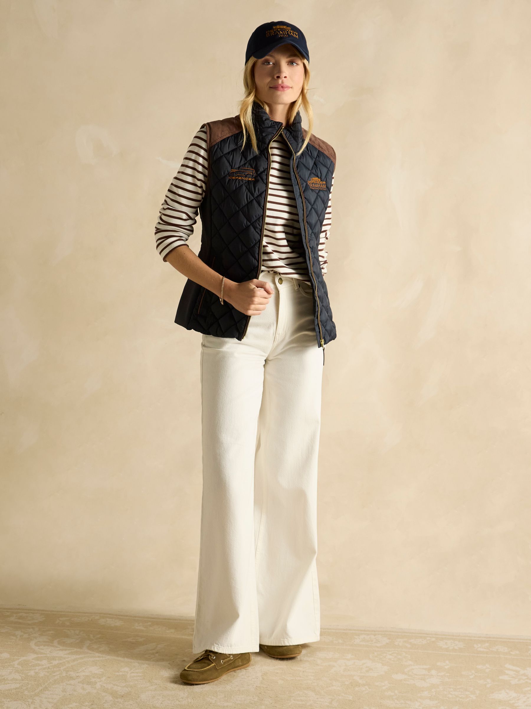 Official Bramham Navy Showerproof Diamond Quilted Gilet - Image 4 of 8
