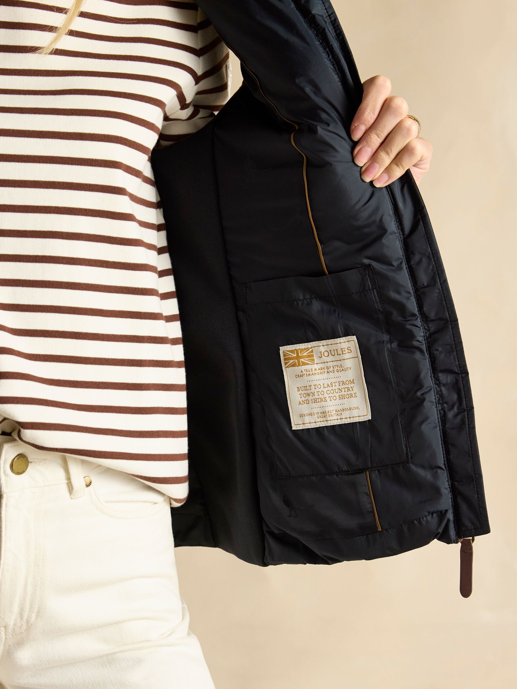 Official Bramham Navy Showerproof Diamond Quilted Gilet - Image 5 of 8