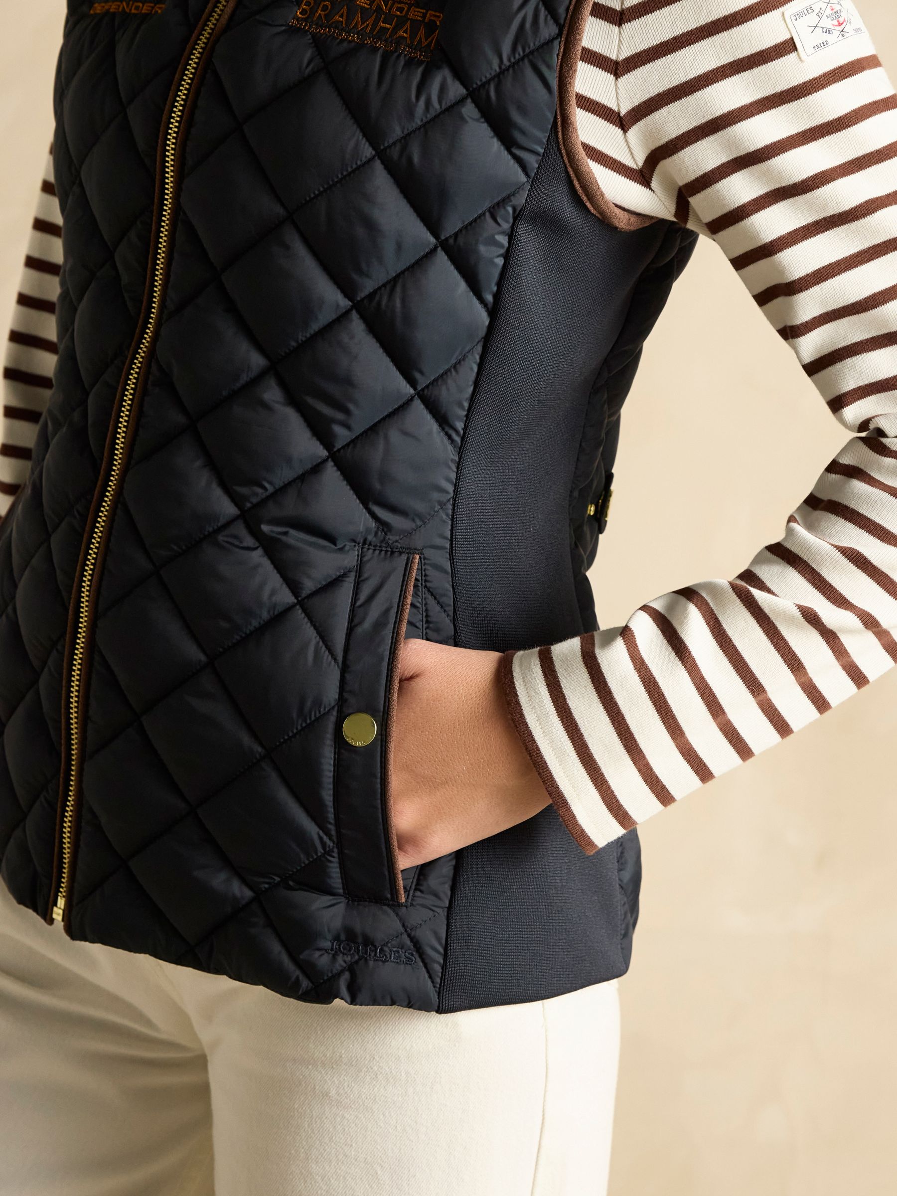Official Bramham Navy Showerproof Diamond Quilted Gilet - Image 6 of 8