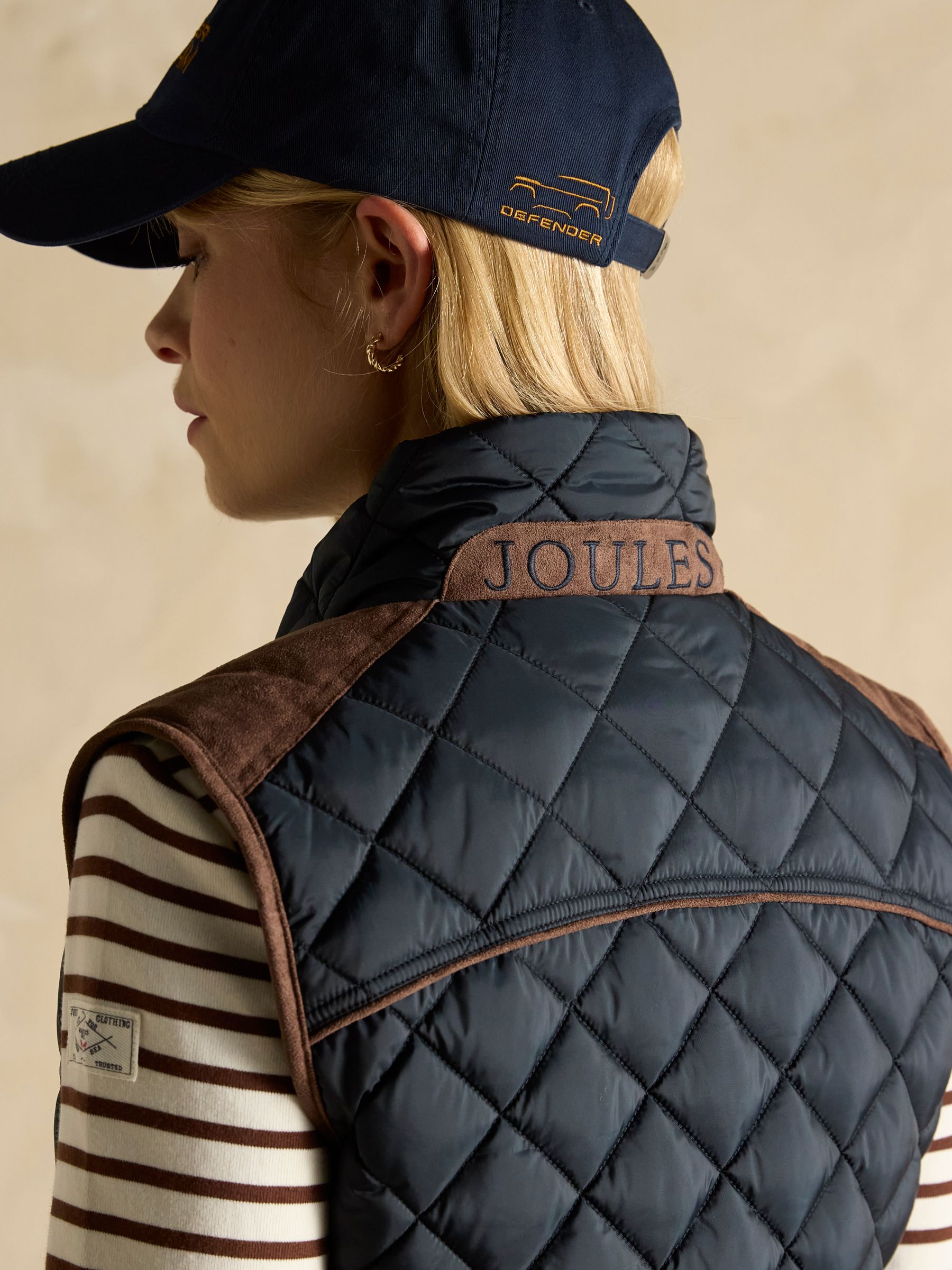 Official Bramham Navy Showerproof Diamond Quilted Gilet - Image 7 of 8