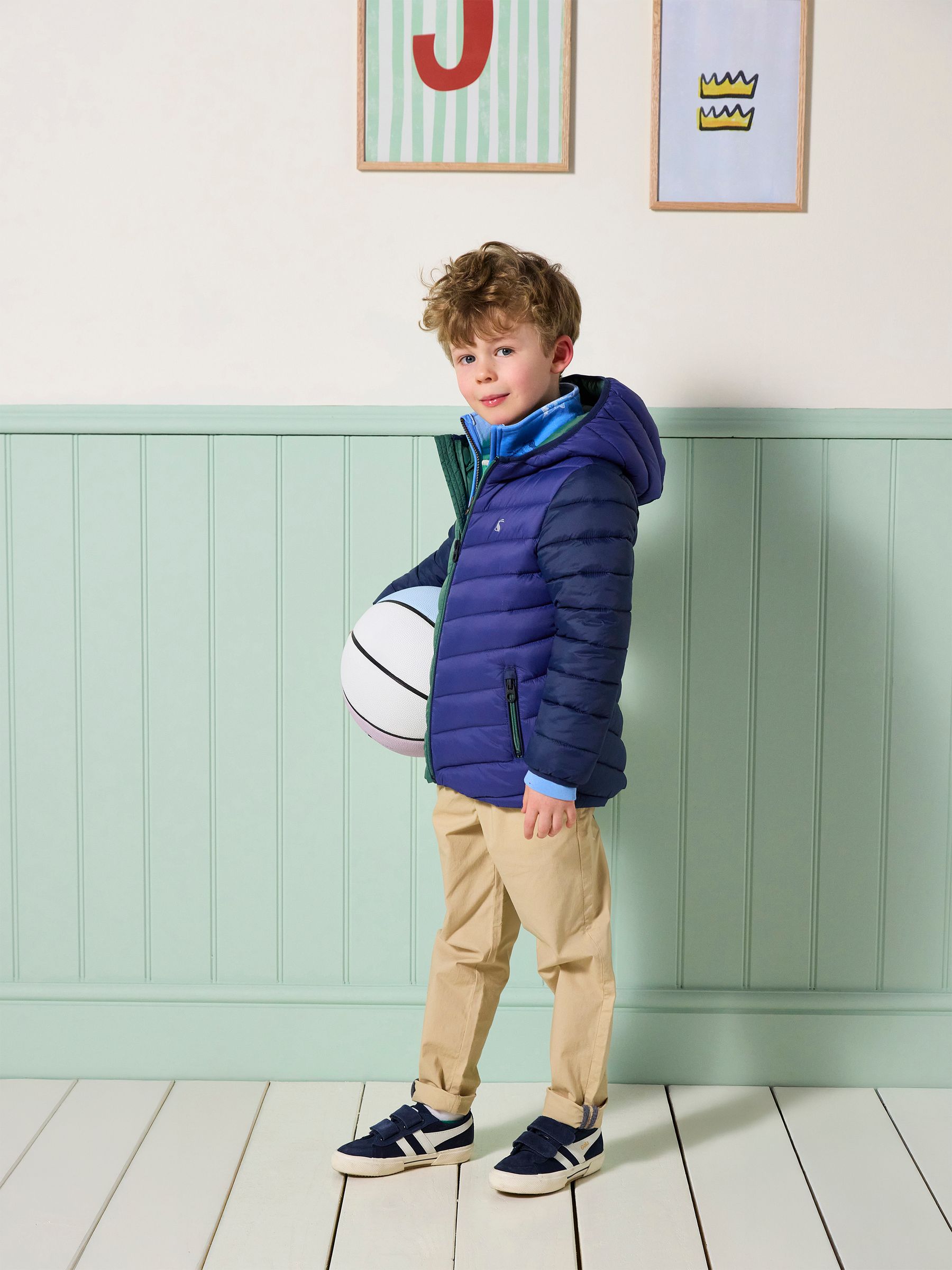 Kids' Cairn Blue Colourblock Showerproof Padded Coat - Image 2 of 8