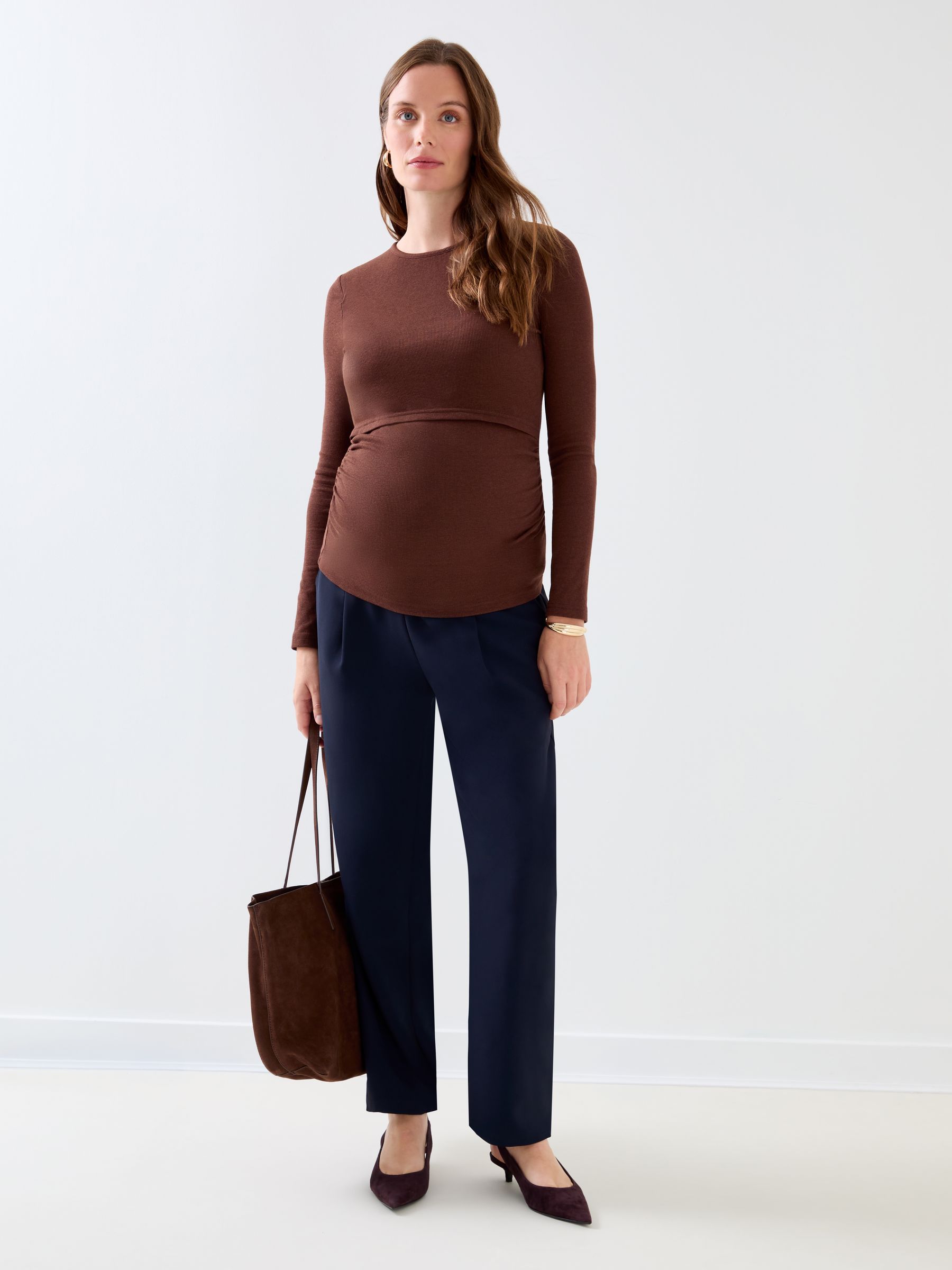 Navy Blue Tapered Leg Maternity Trousers - Image 1 of 4