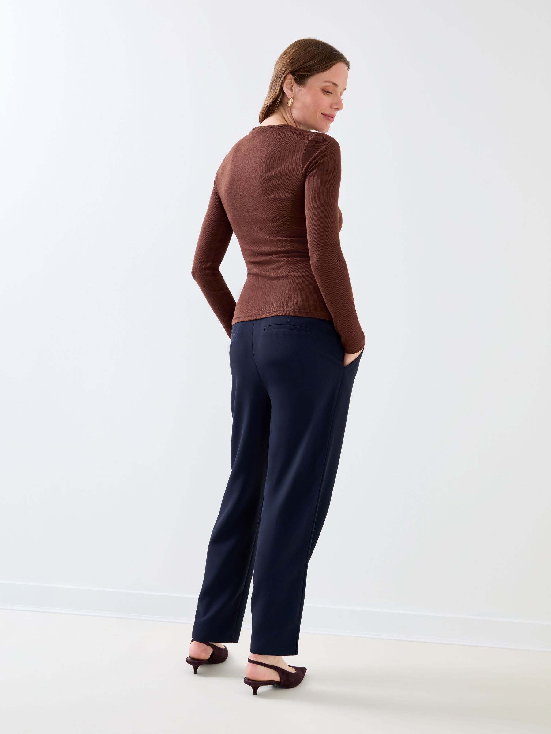 Navy Blue Tapered Leg Maternity Trousers - Image 2 of 4