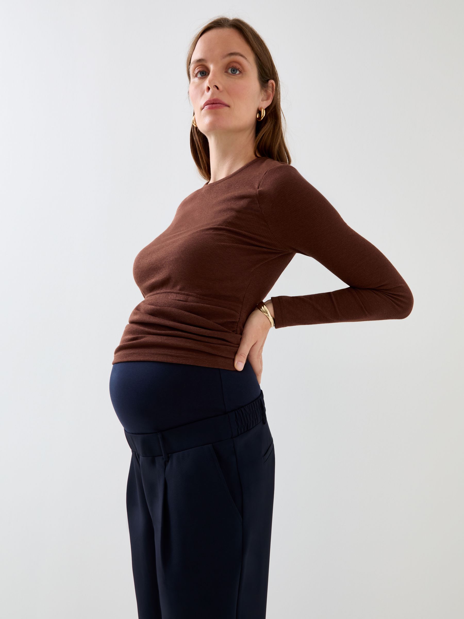 Navy Blue Tapered Leg Maternity Trousers - Image 3 of 4