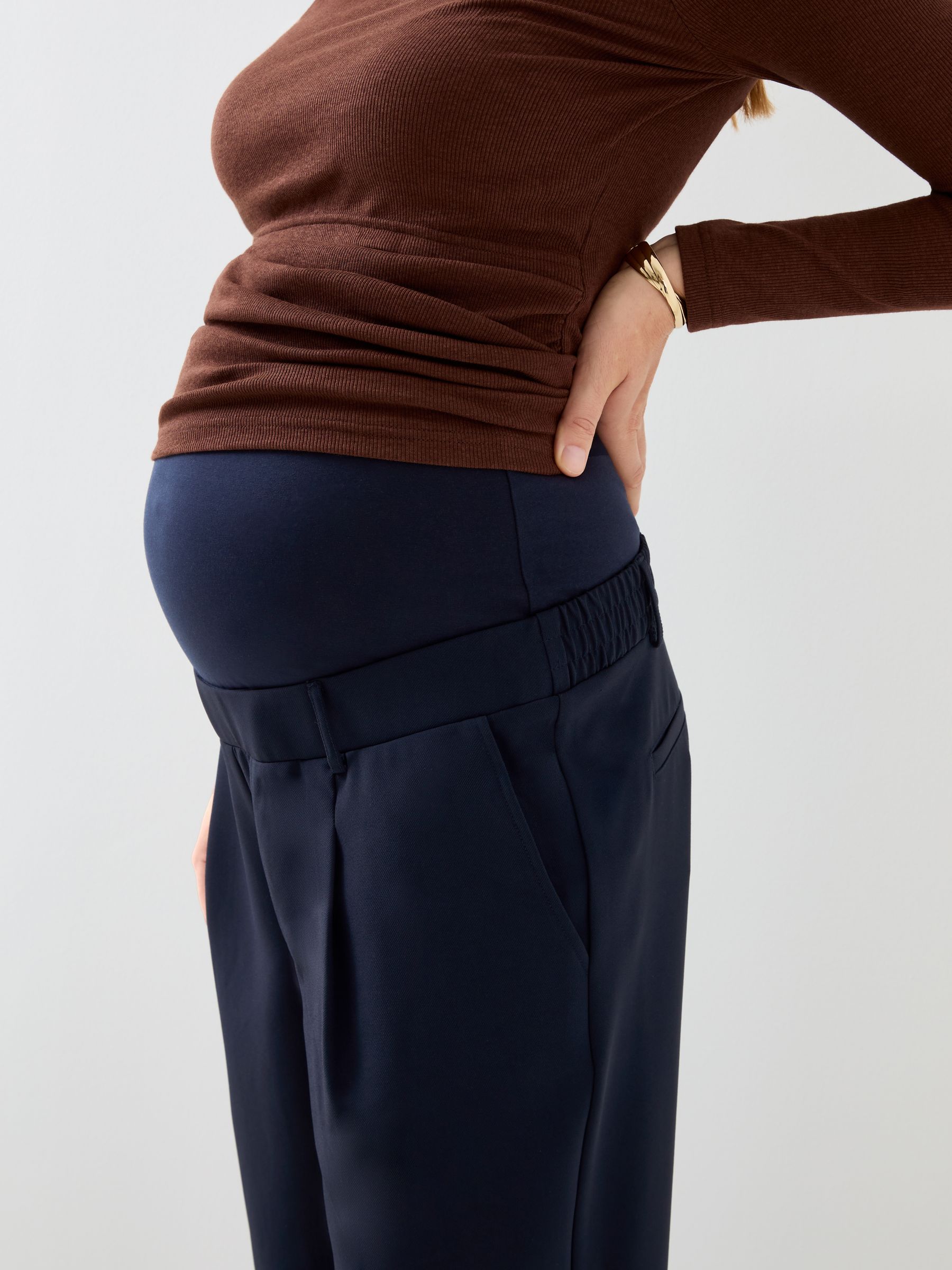 Navy Blue Tapered Leg Maternity Trousers - Image 4 of 4