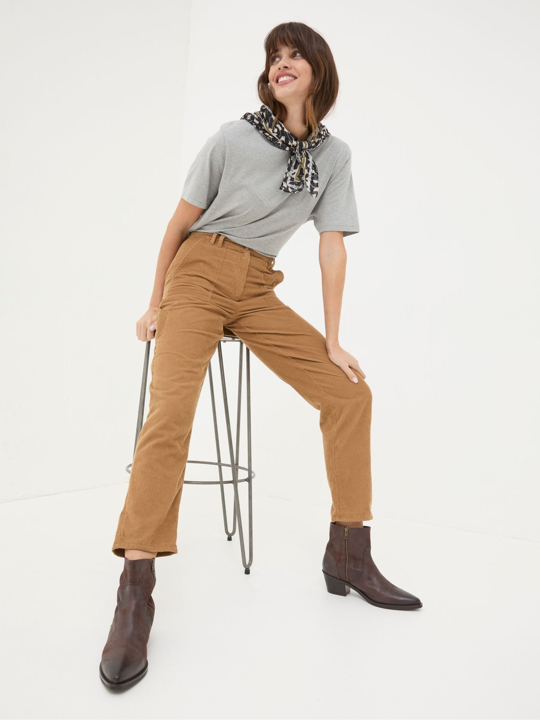 Chesil Brown Mixed Cord Trousers - Image 3 of 6