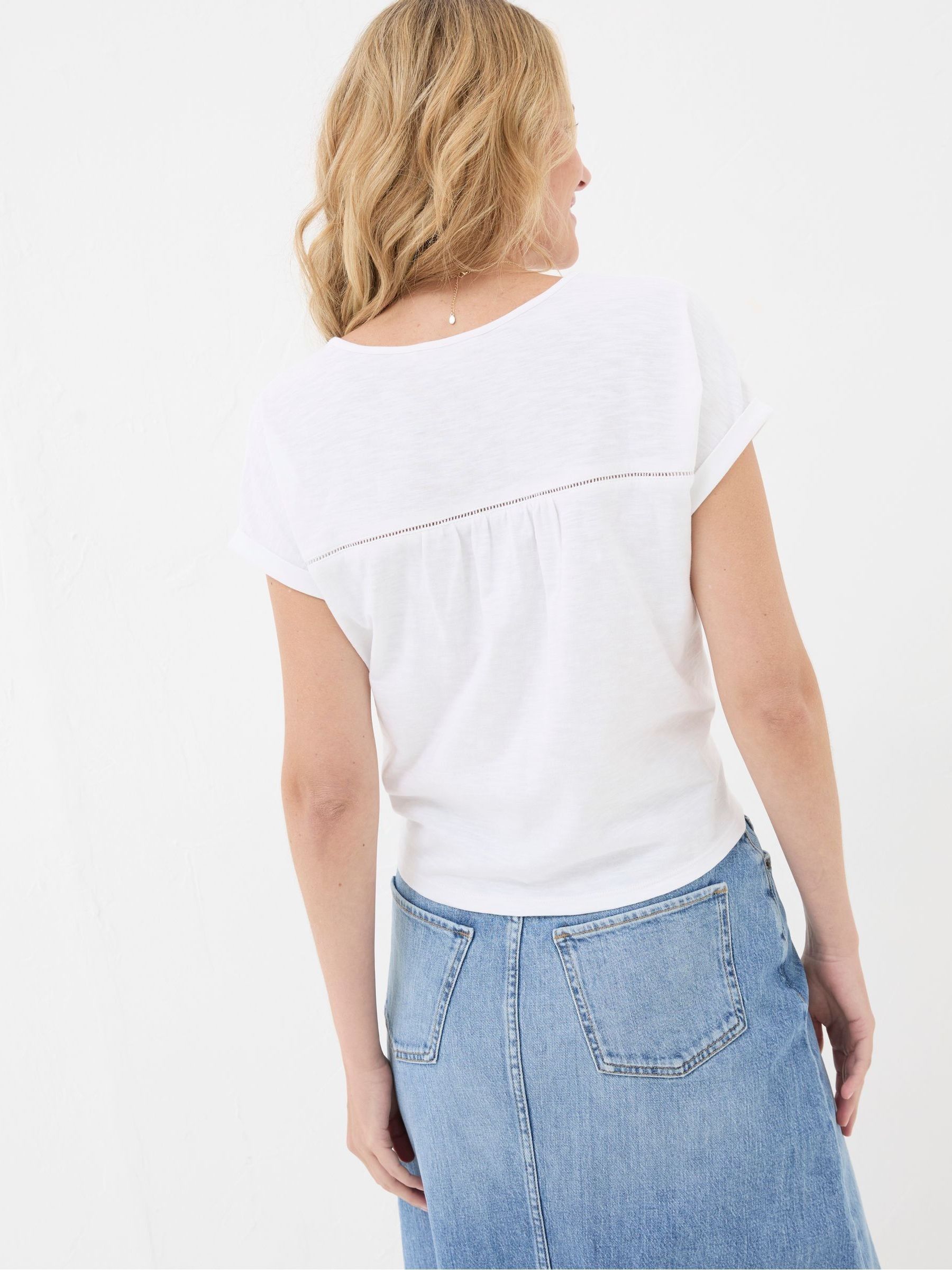 Fran White Broderie Tie Front T-Shirt - Image 2 of 5