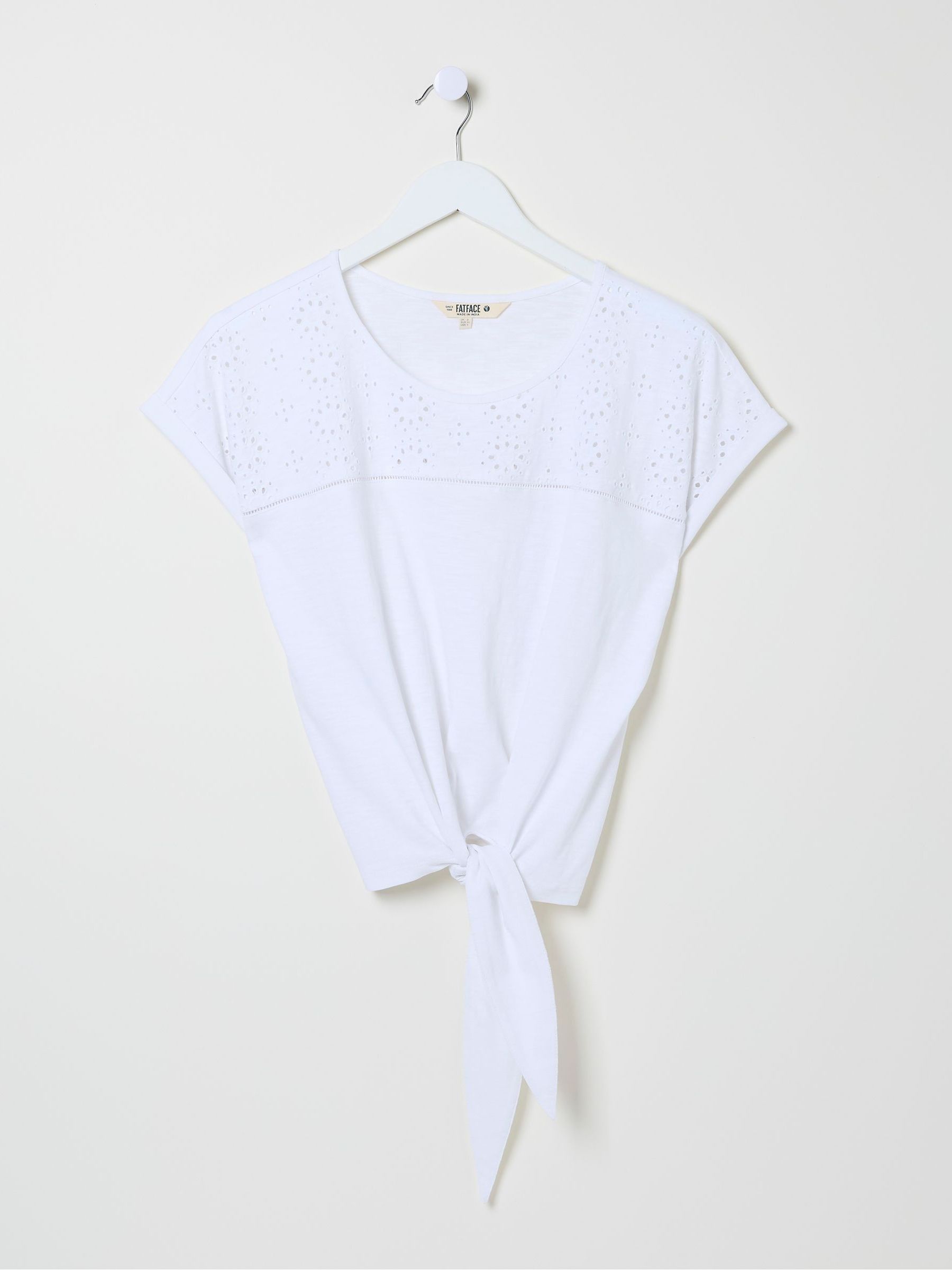 Fran White Broderie Tie Front T-Shirt - Image 5 of 5