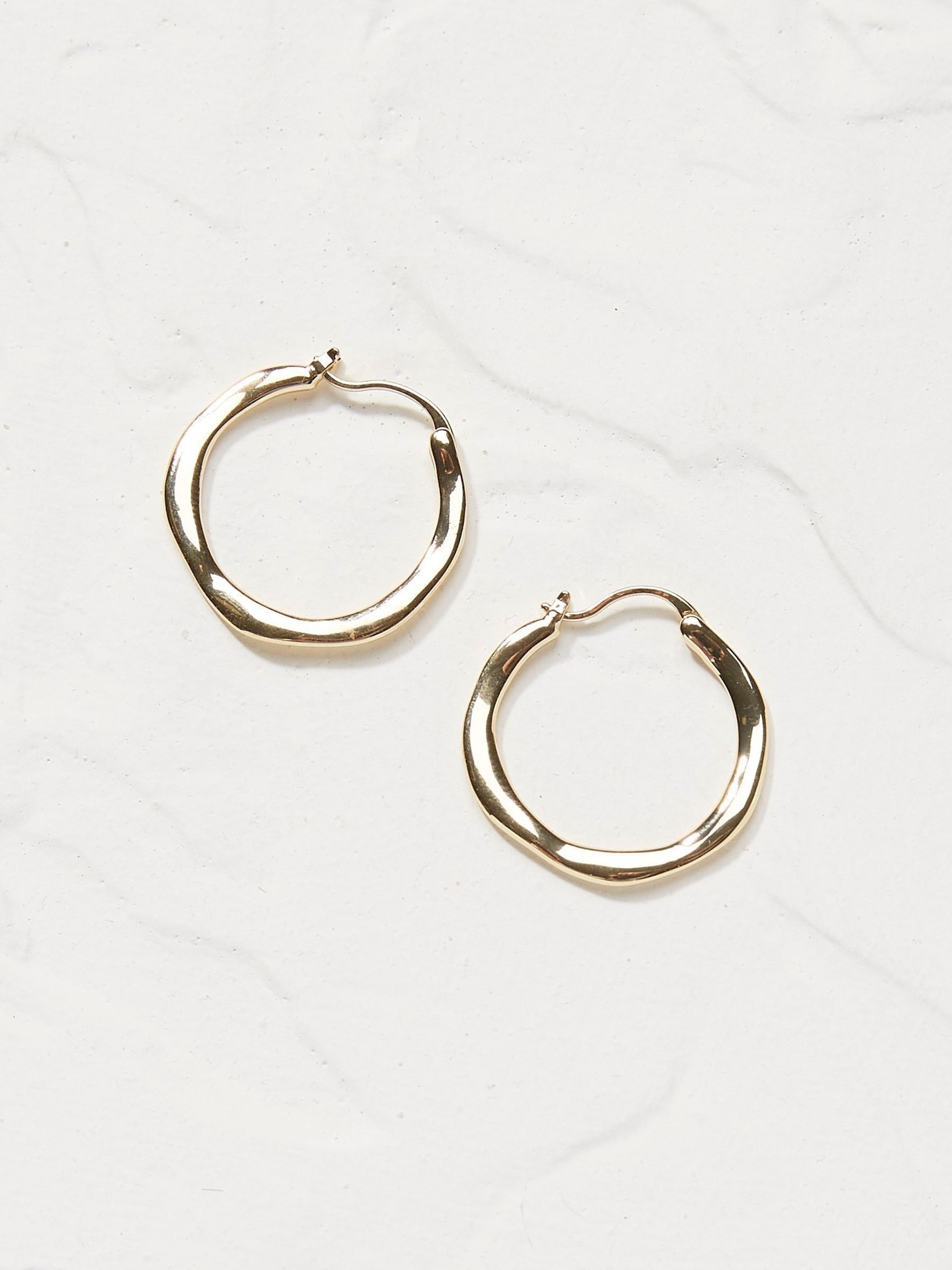 Gold Hammered Hoops - Image 1 of 2