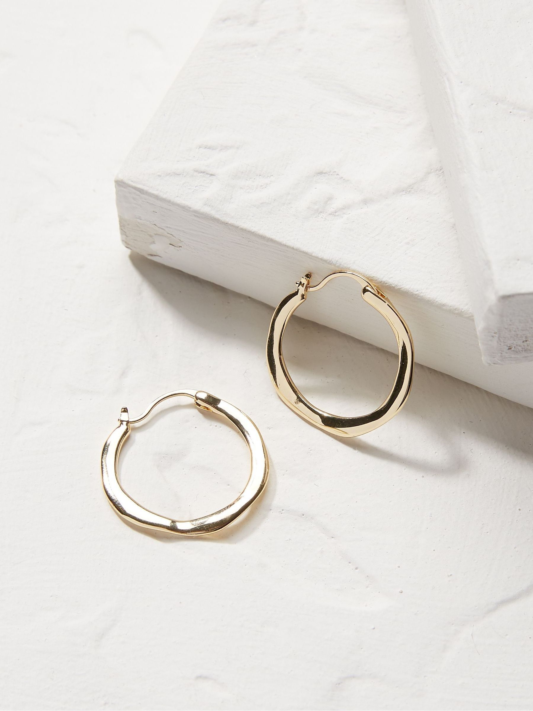 Gold Hammered Hoops - Image 2 of 2