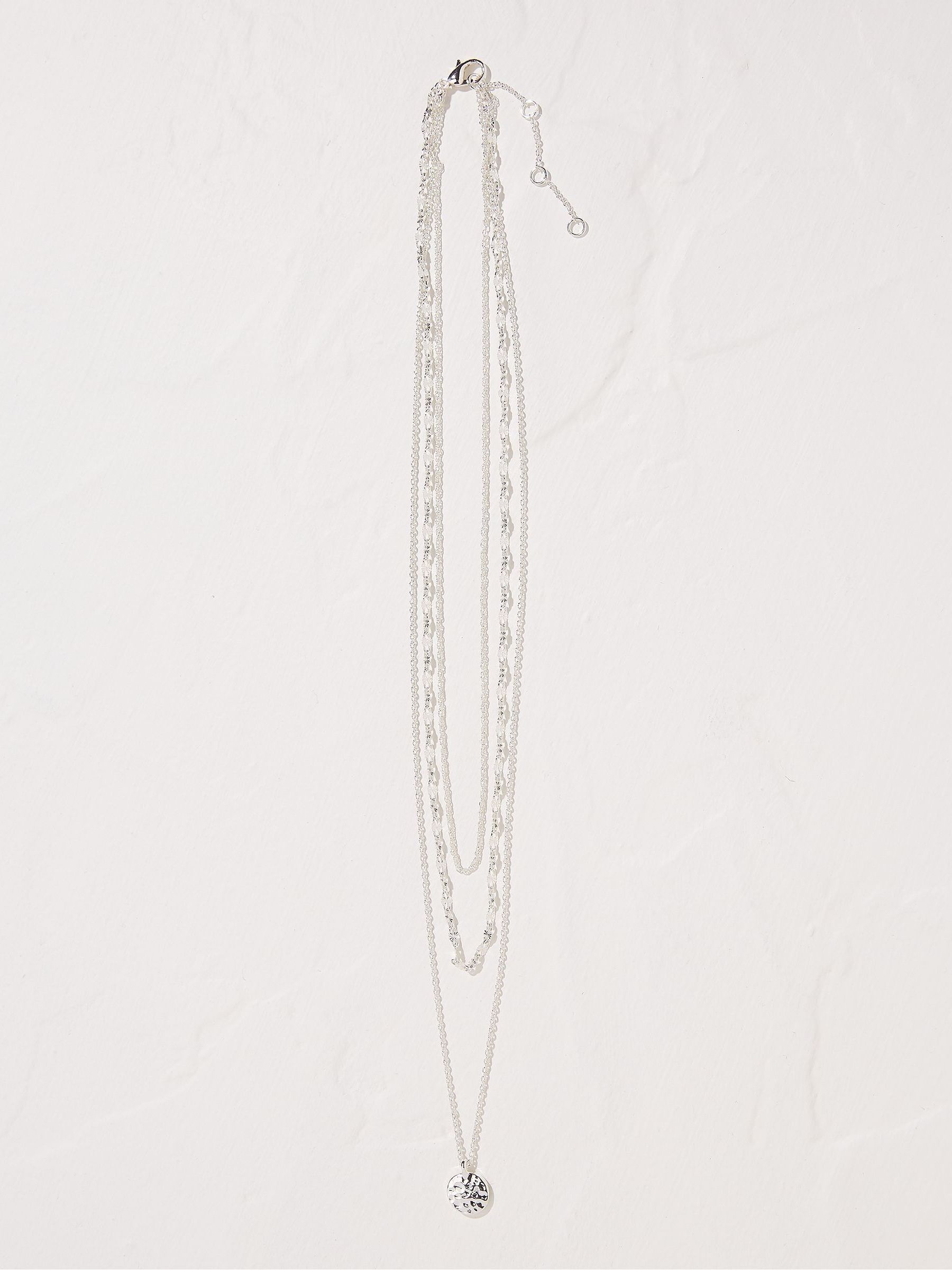 Silver Tone Stacked Necklace - Image 1 of 2 Silver Tone Stacked Necklace - Image 1 of 2