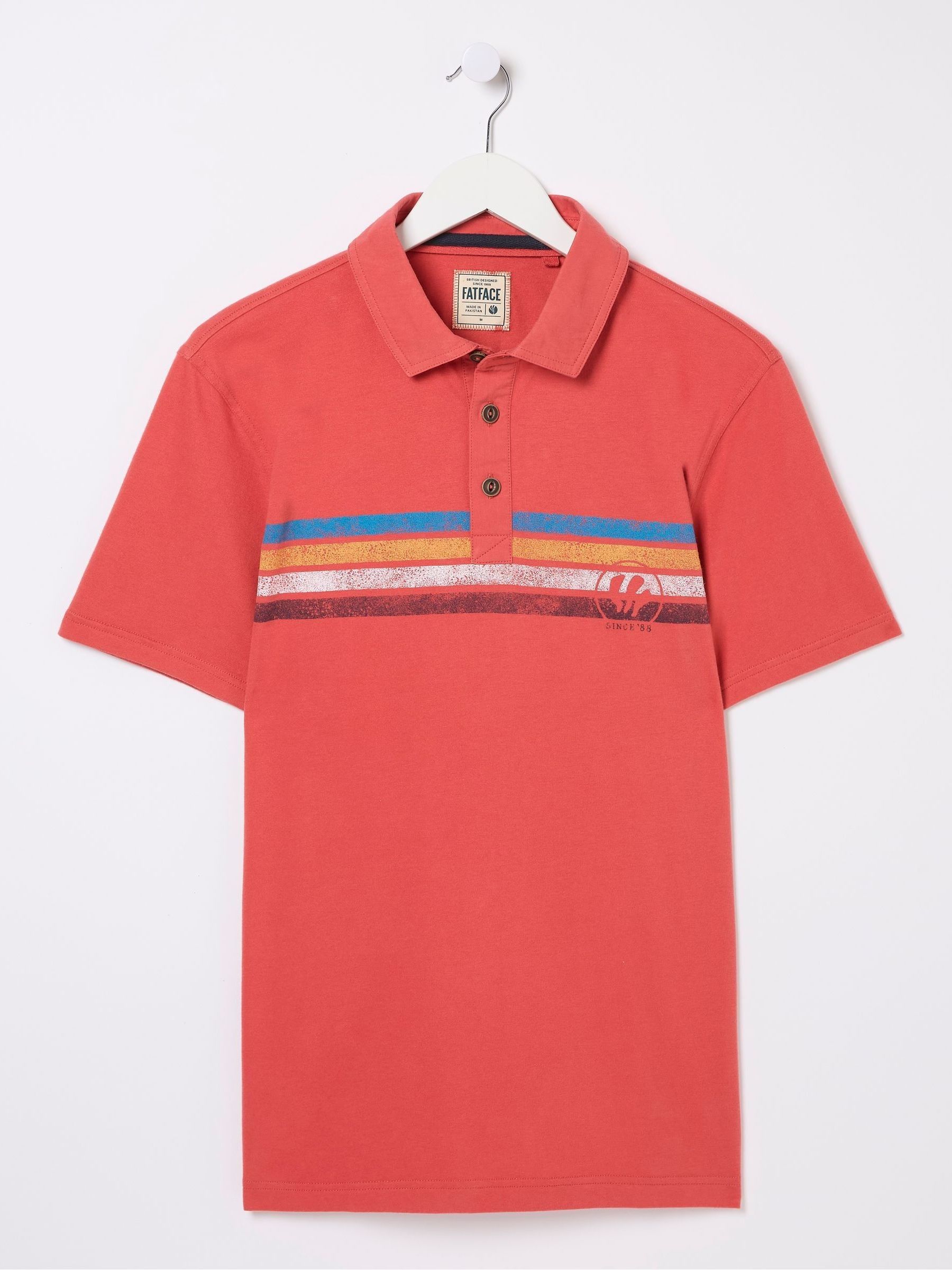 Red Chest Stripe Printed Polo Shirt - Image 5 of 5