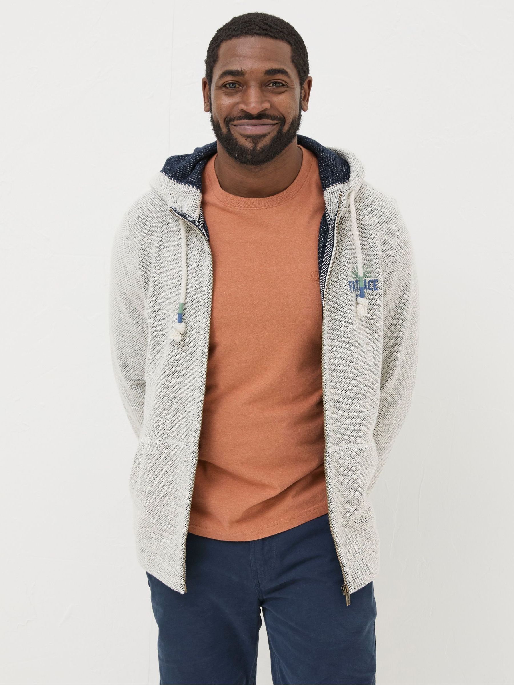 Aloa Natural 100% Cotton Woolacombe Zip-Up Hoodie - Image 1 of 5