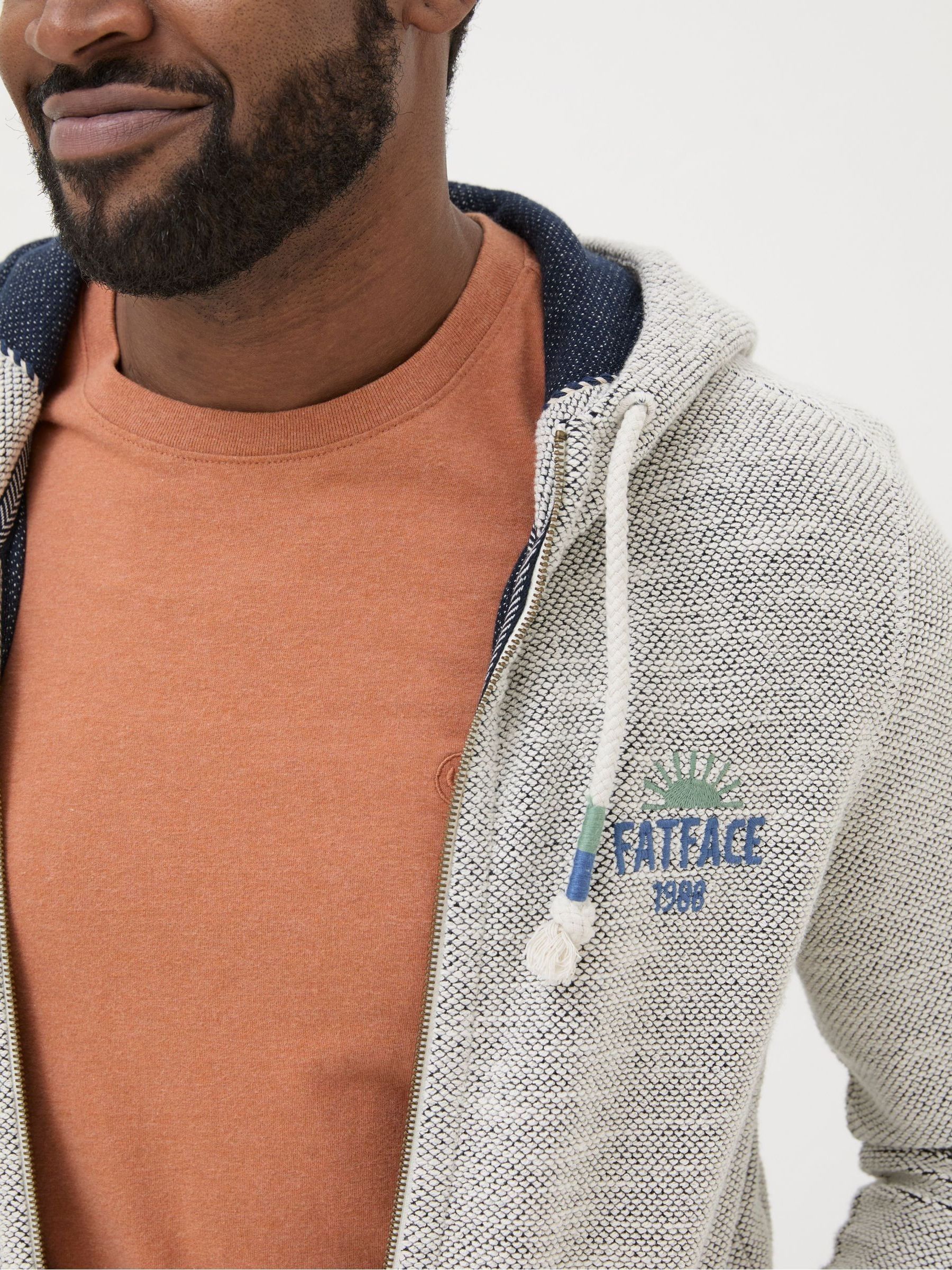 Aloa Natural 100% Cotton Woolacombe Zip-Up Hoodie - Image 4 of 5
