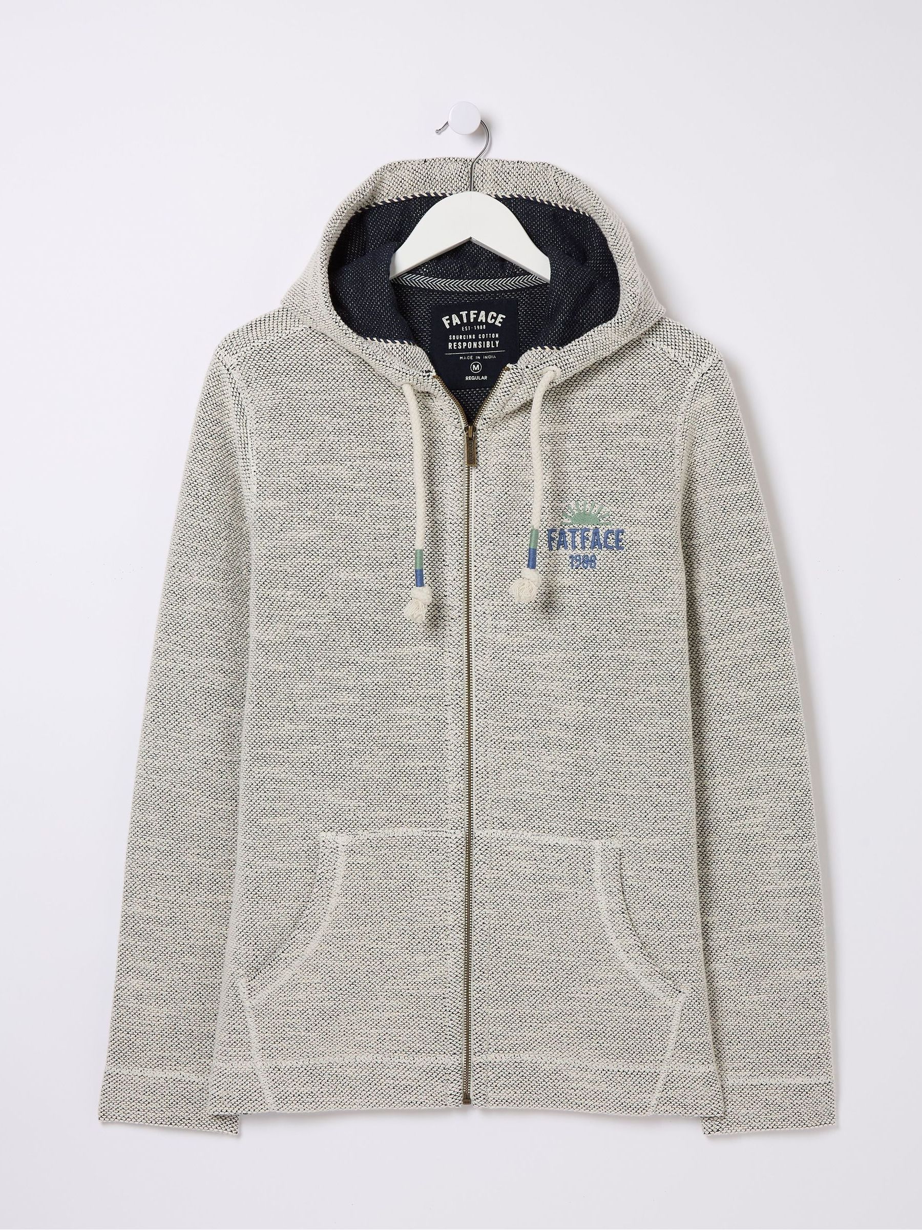 Aloa Natural 100% Cotton Woolacombe Zip-Up Hoodie - Image 5 of 5