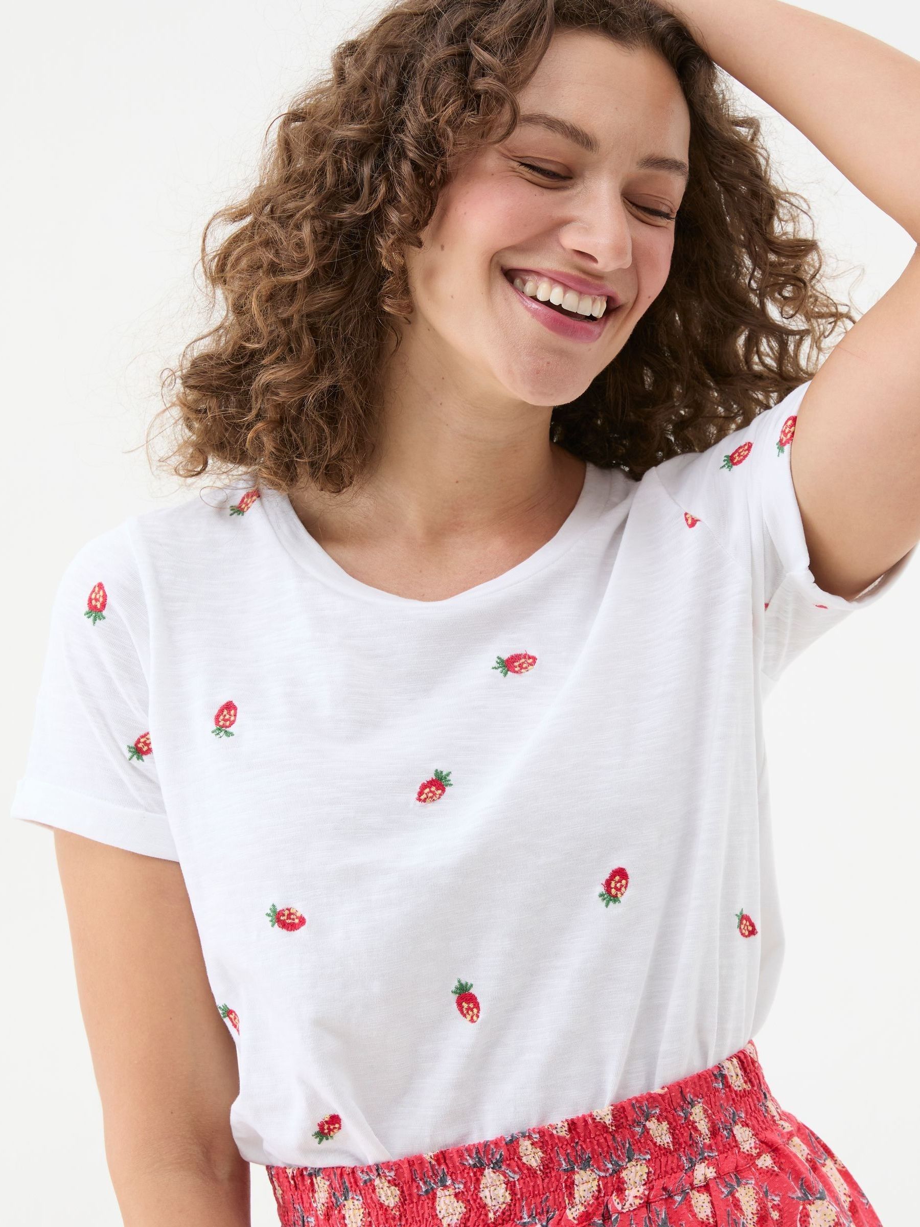 Natalie White Strawberry T-Shirt - Image 4 of 6