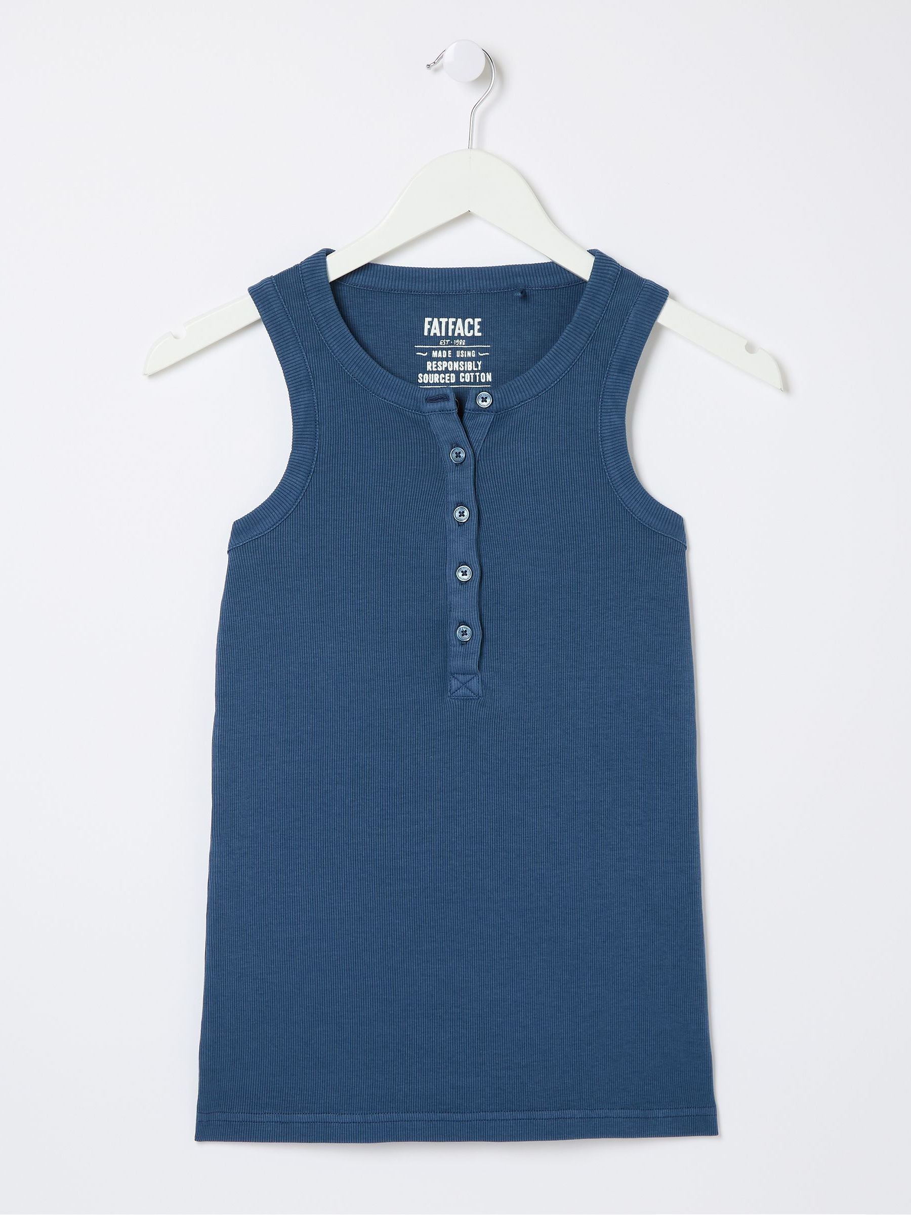 Rachel Blue Indigo Ribbed Vest - Image 1 of 1