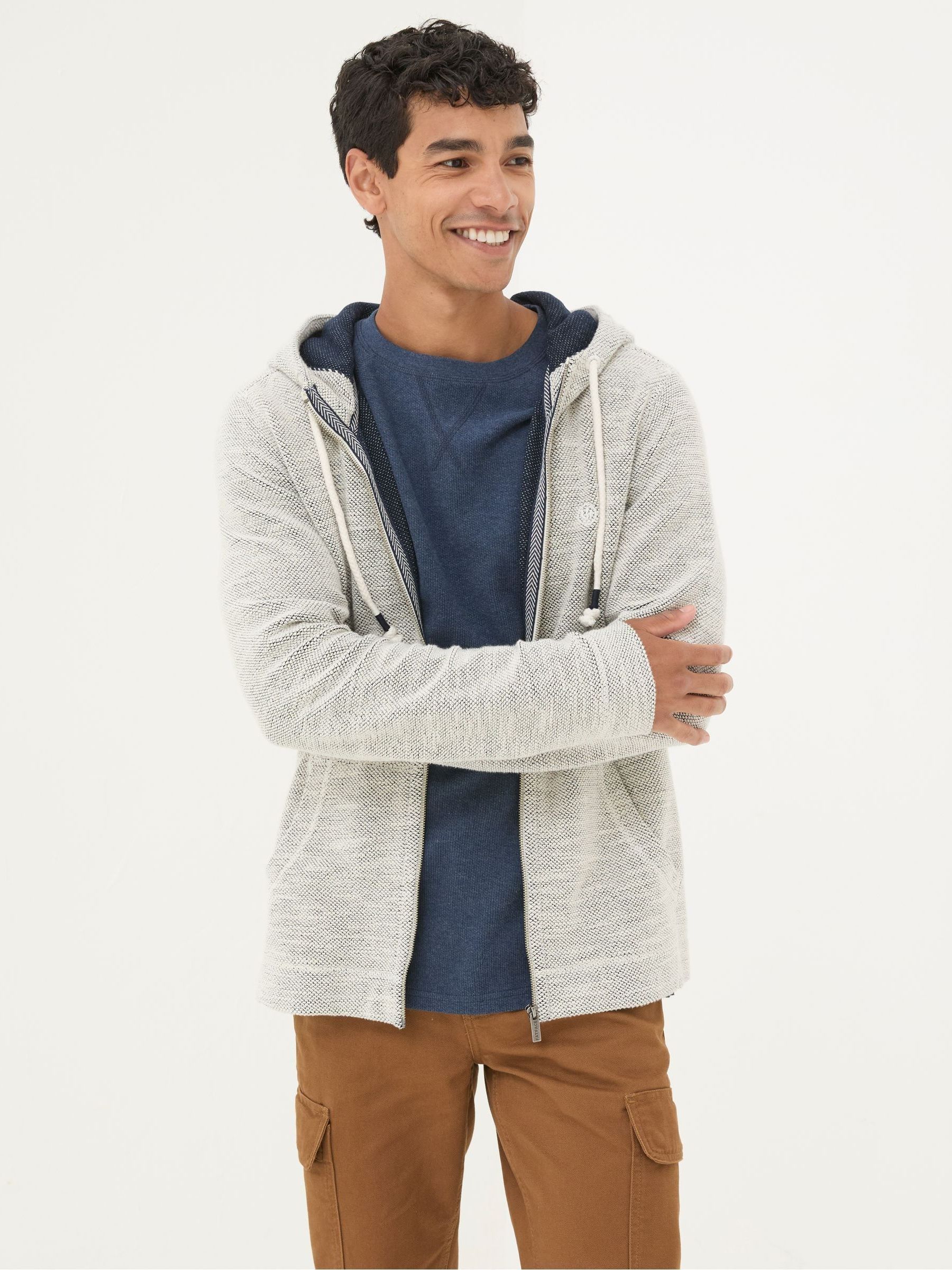 Natural Woolacombe Zip Through Hoodie - Image 1 of 7